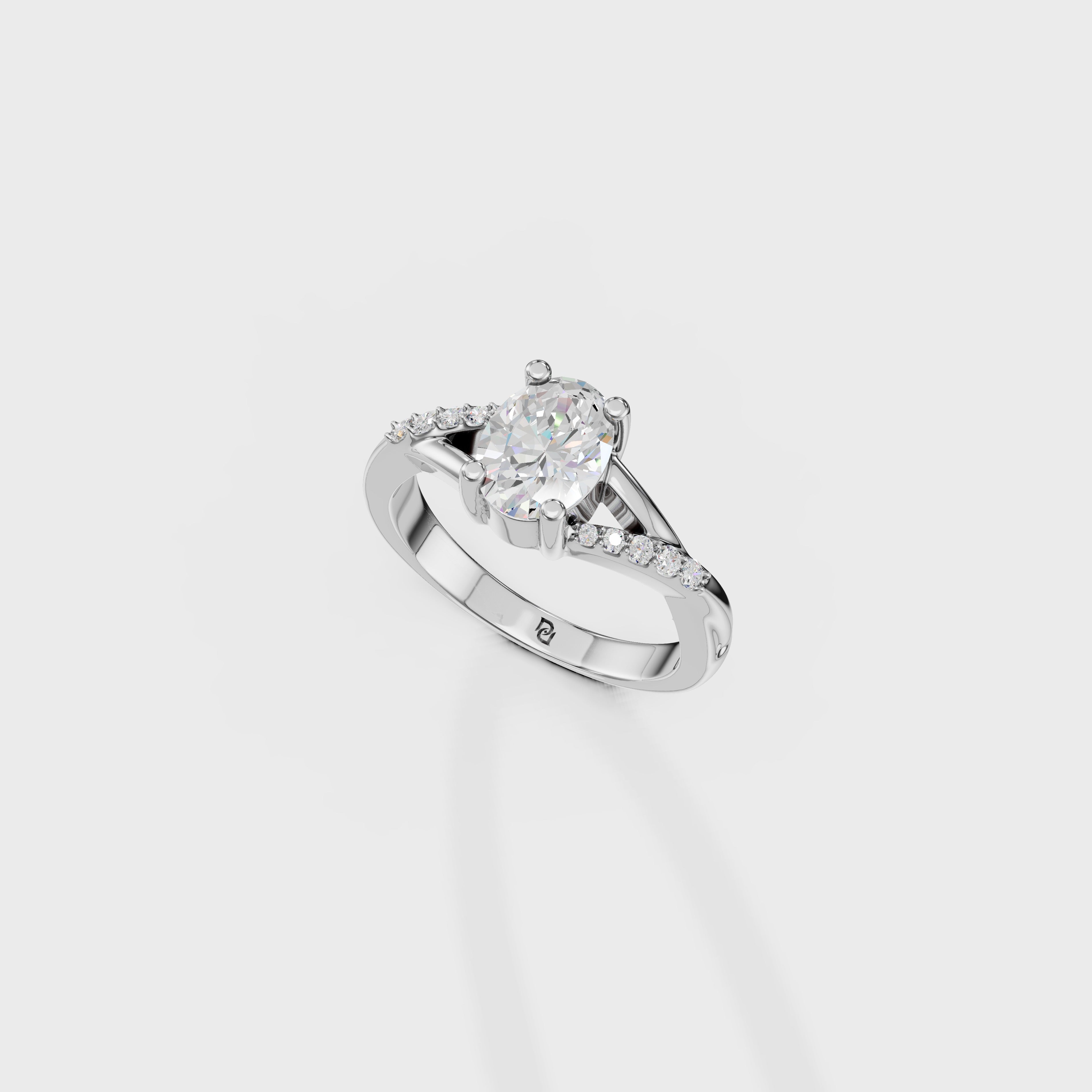 Cathedral Oval Cut Engagement Ring