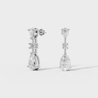Graceful Pear & Round Diamond Drop Earrings