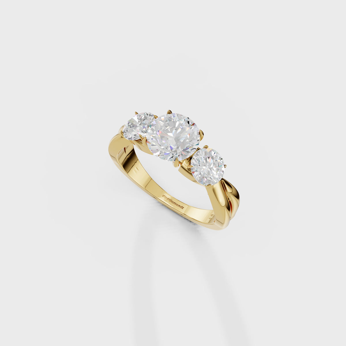 Classic Round Diamond Trilogy Engagement Ring