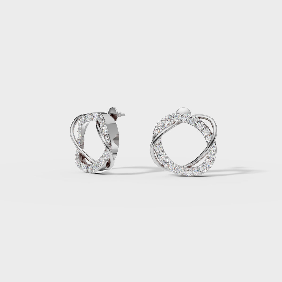 Pave Diamond Knot Stud Earrings