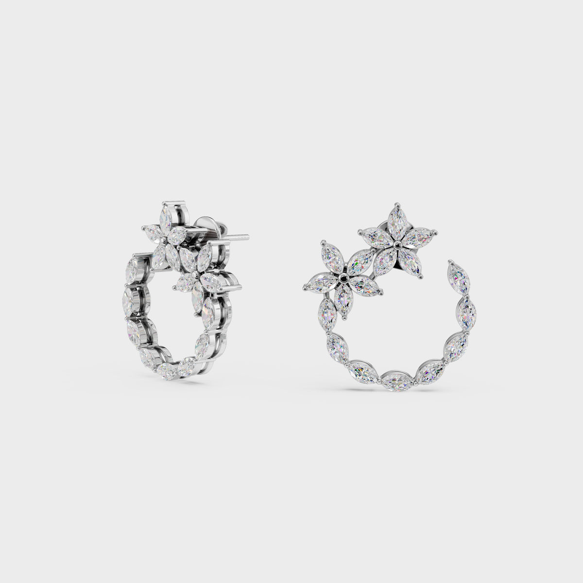 Celestial Blossom Open Circle Marquise Cut Earrings