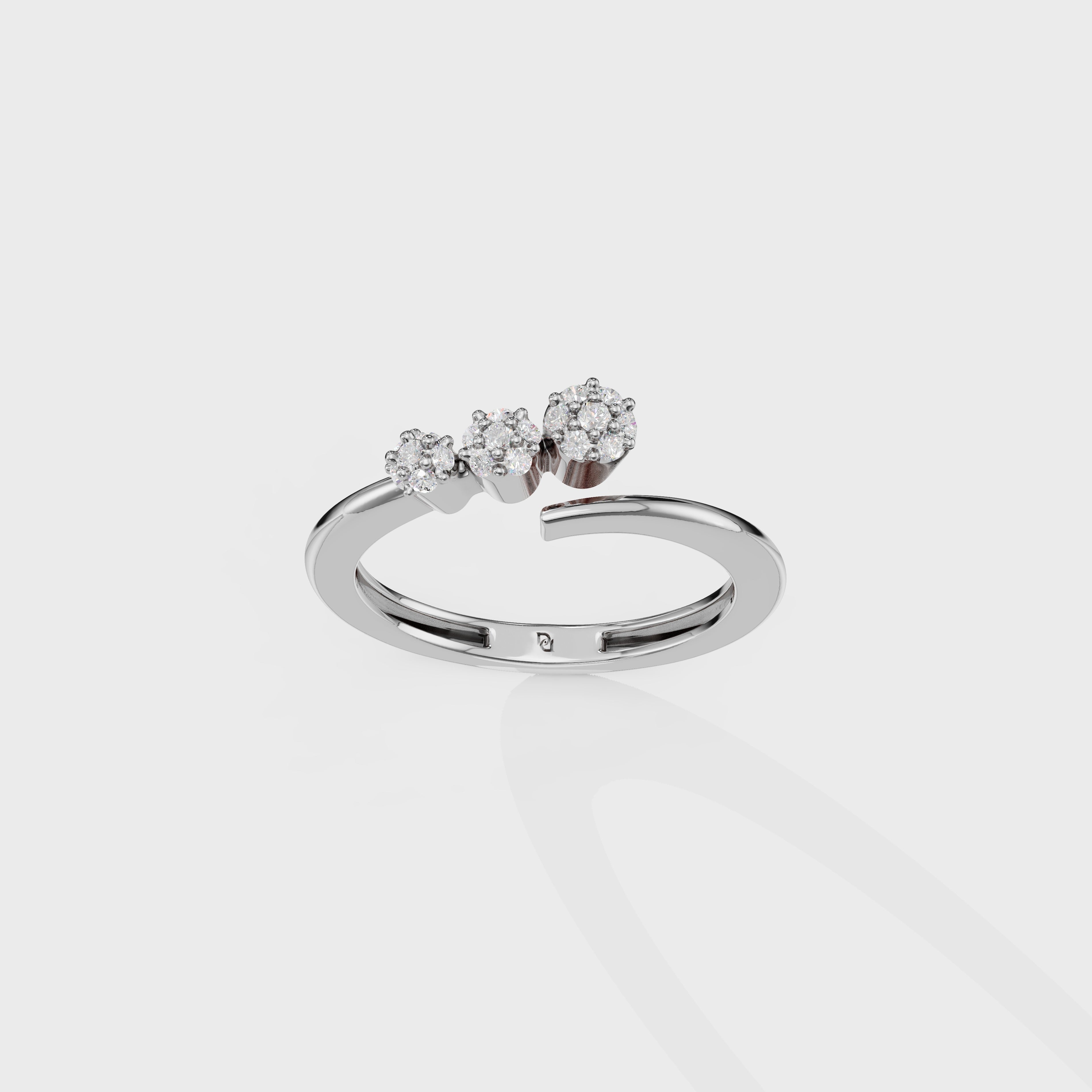 Modern Diamond Cluster Open Ring