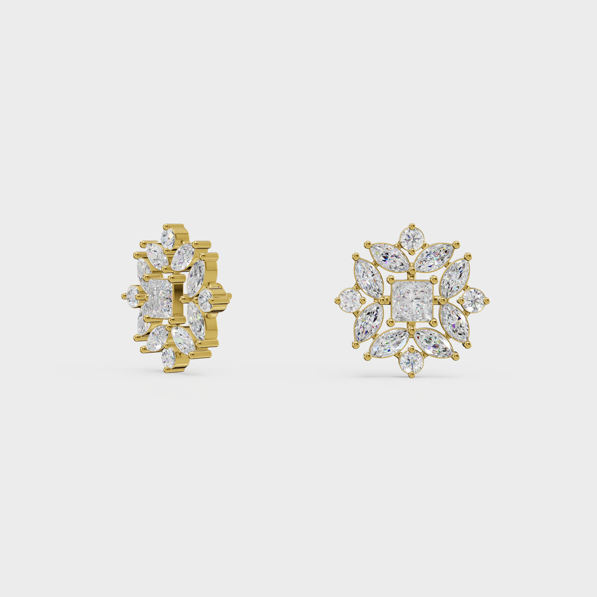 Floral Diamond Stud Earrings