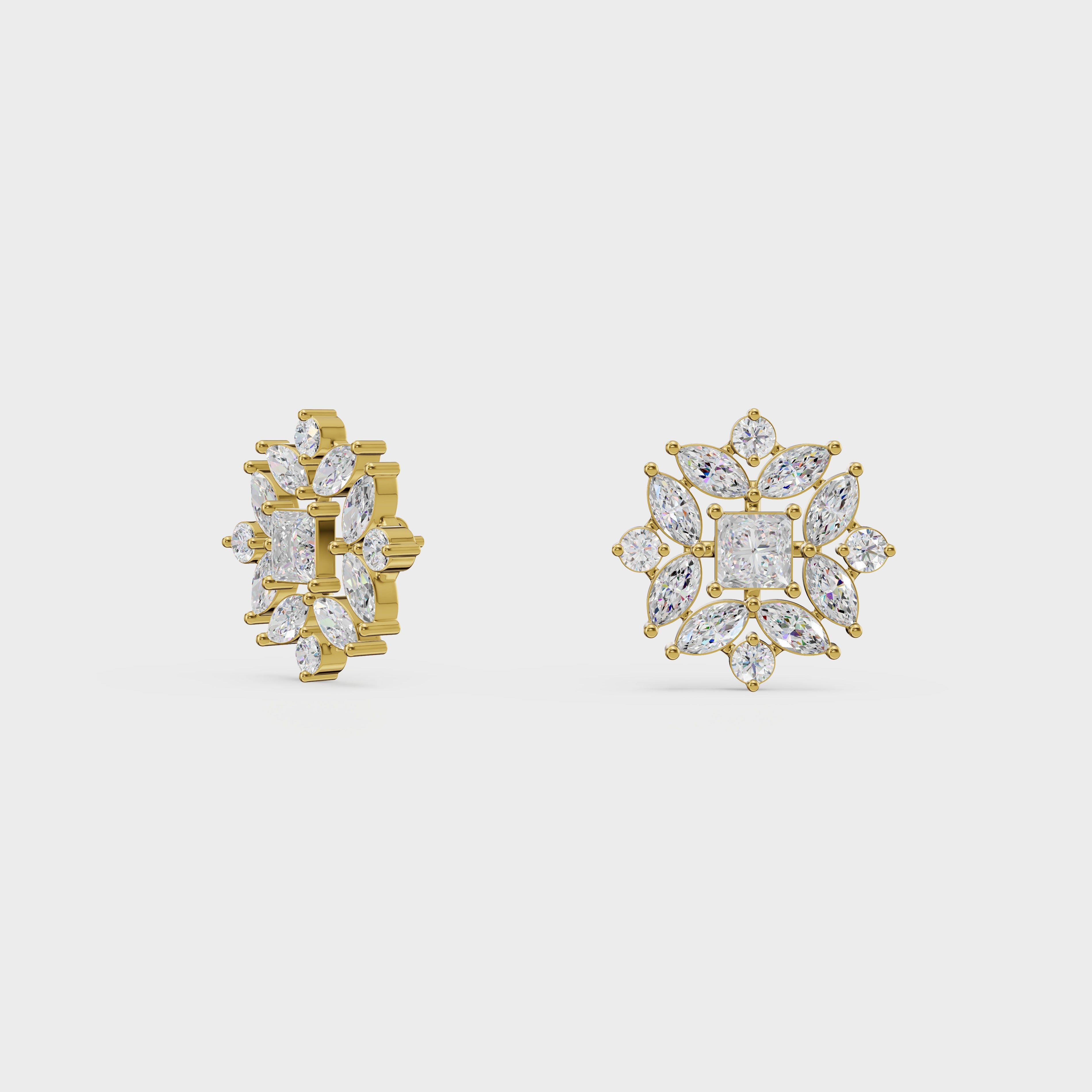 Floral Diamond Stud Earrings