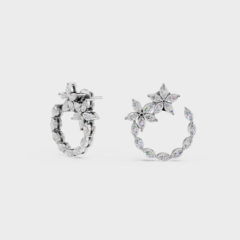 Celestial Blossom Open Circle marquise Cut Earrings