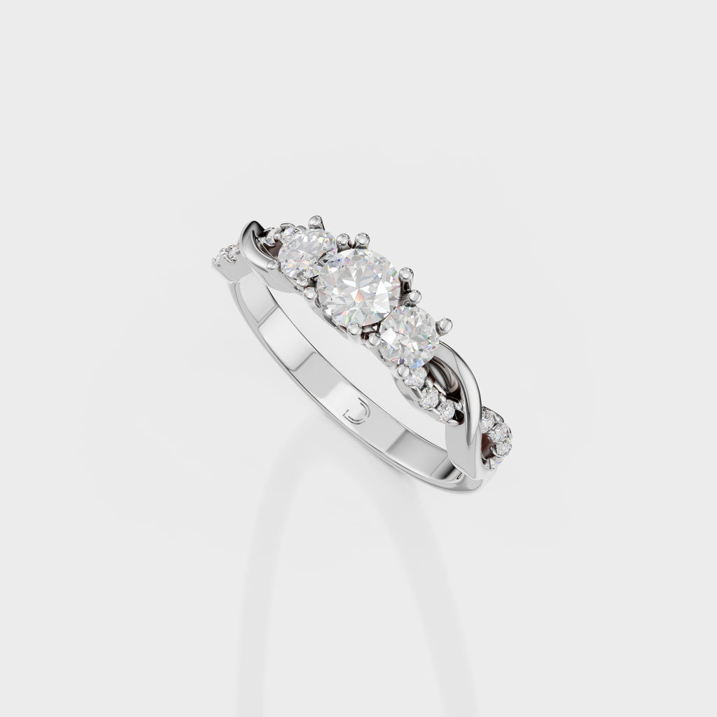 Petite Twisted Vine Three Stone Diamond Engagement Ring