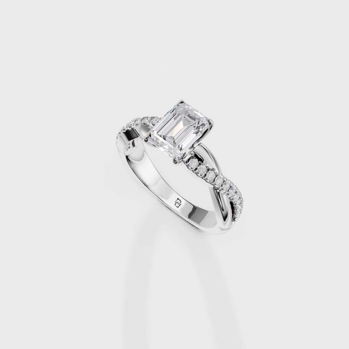 1.02ct Eternal Embrace Emerald Cut Twisted Engagement Ring