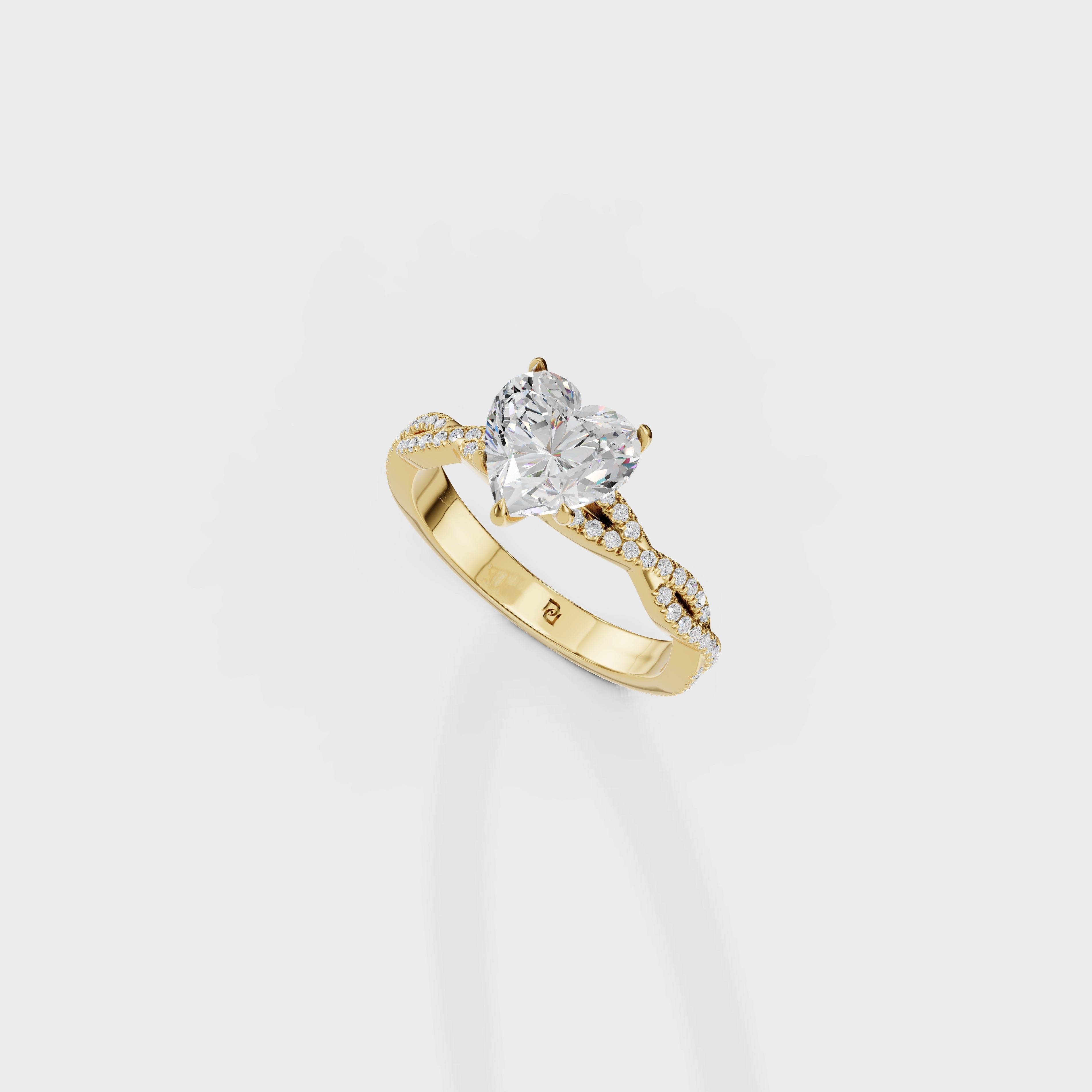 Hidden Halo Petite Heart Engagement Ring