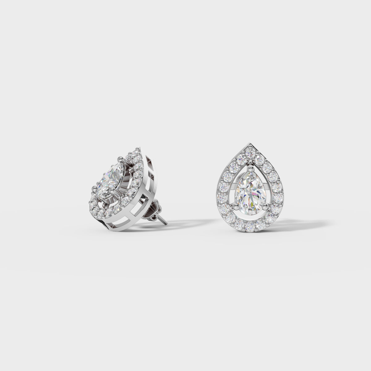 Pear Halo Stud Earrings