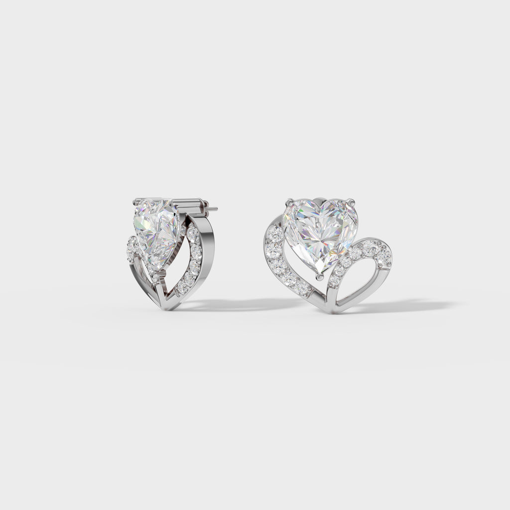 Love's Embrace Diamond Heart Stud Earrings