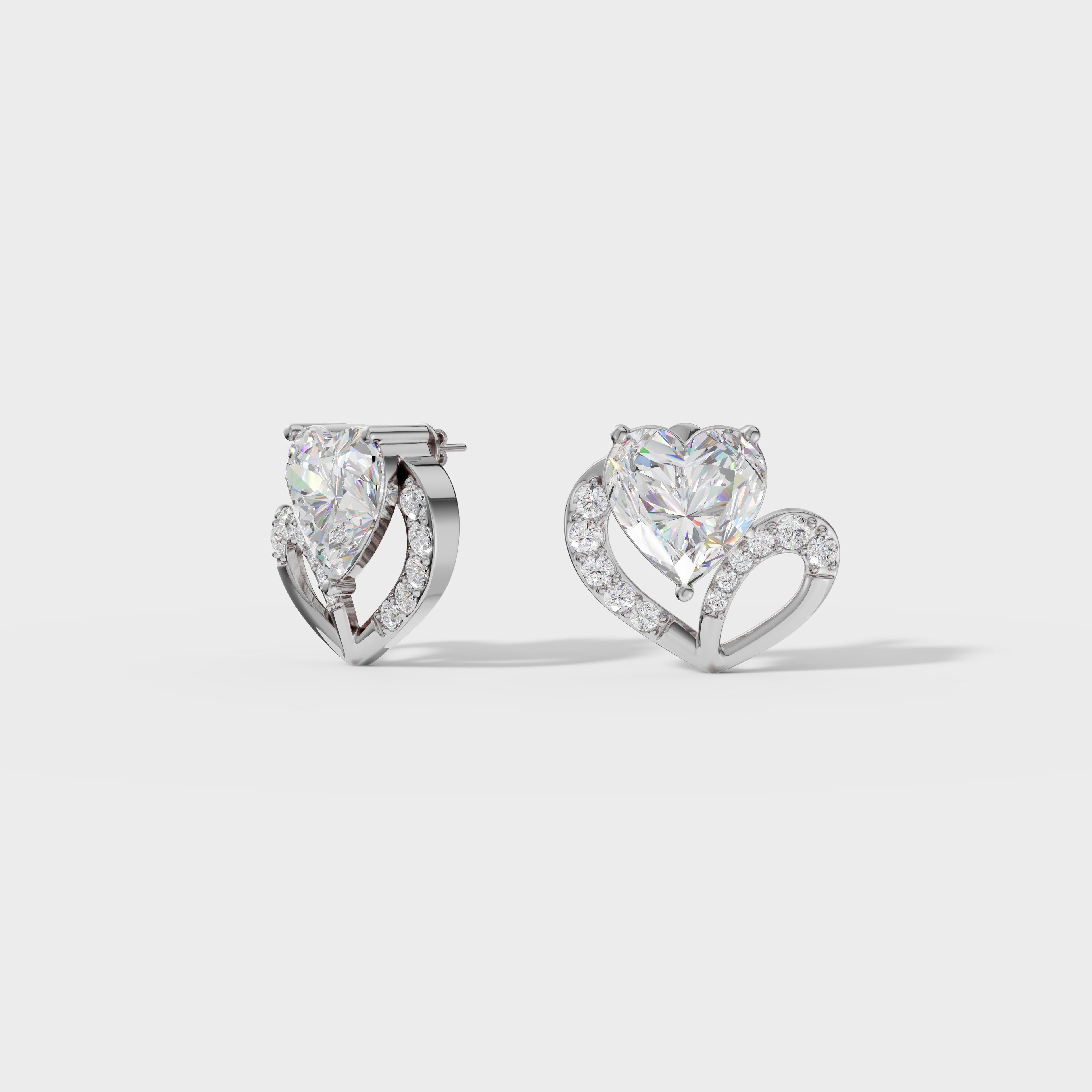 Love's Embrace Diamond Heart Stud Earrings