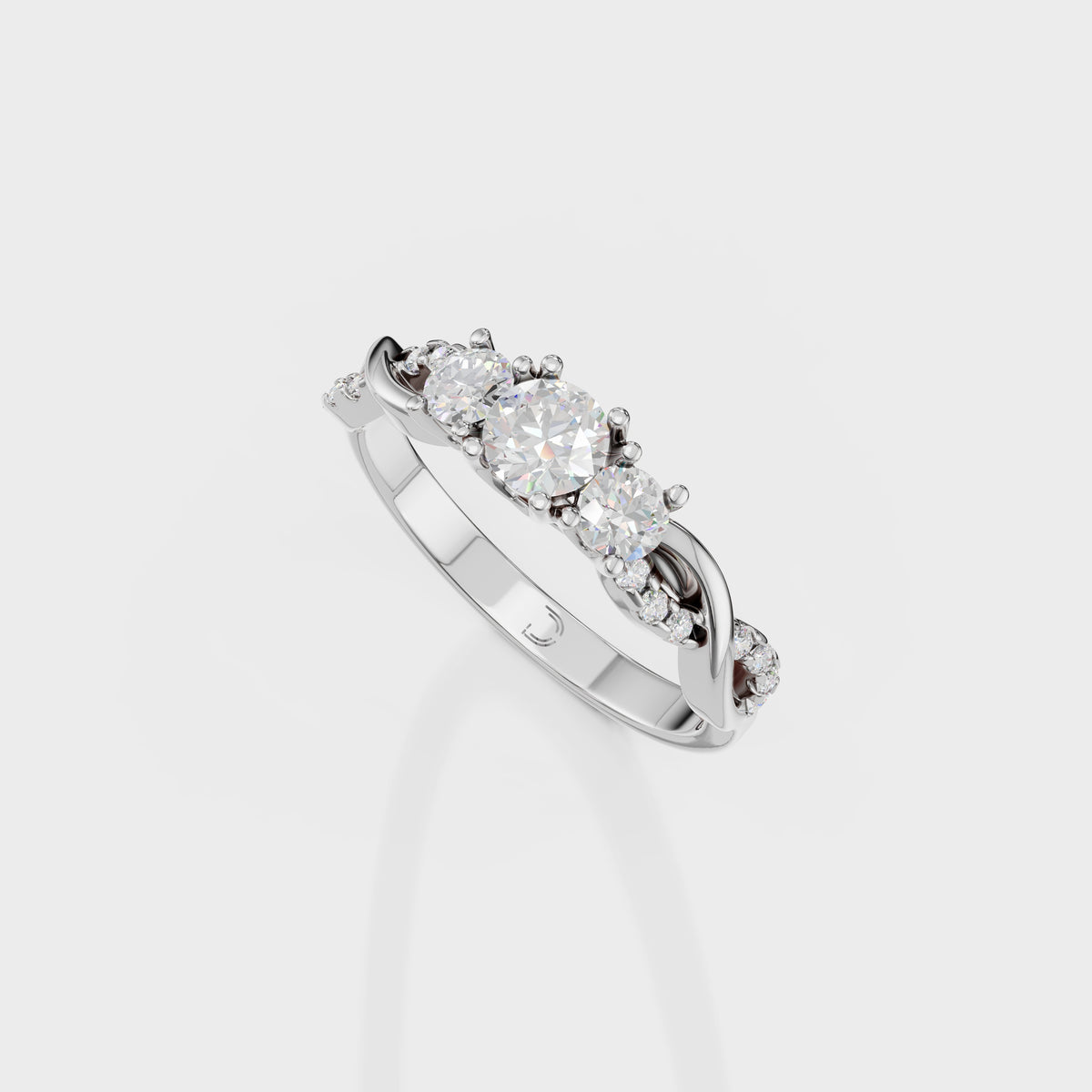 Three Stone Diamond Elegant Engagement Ring