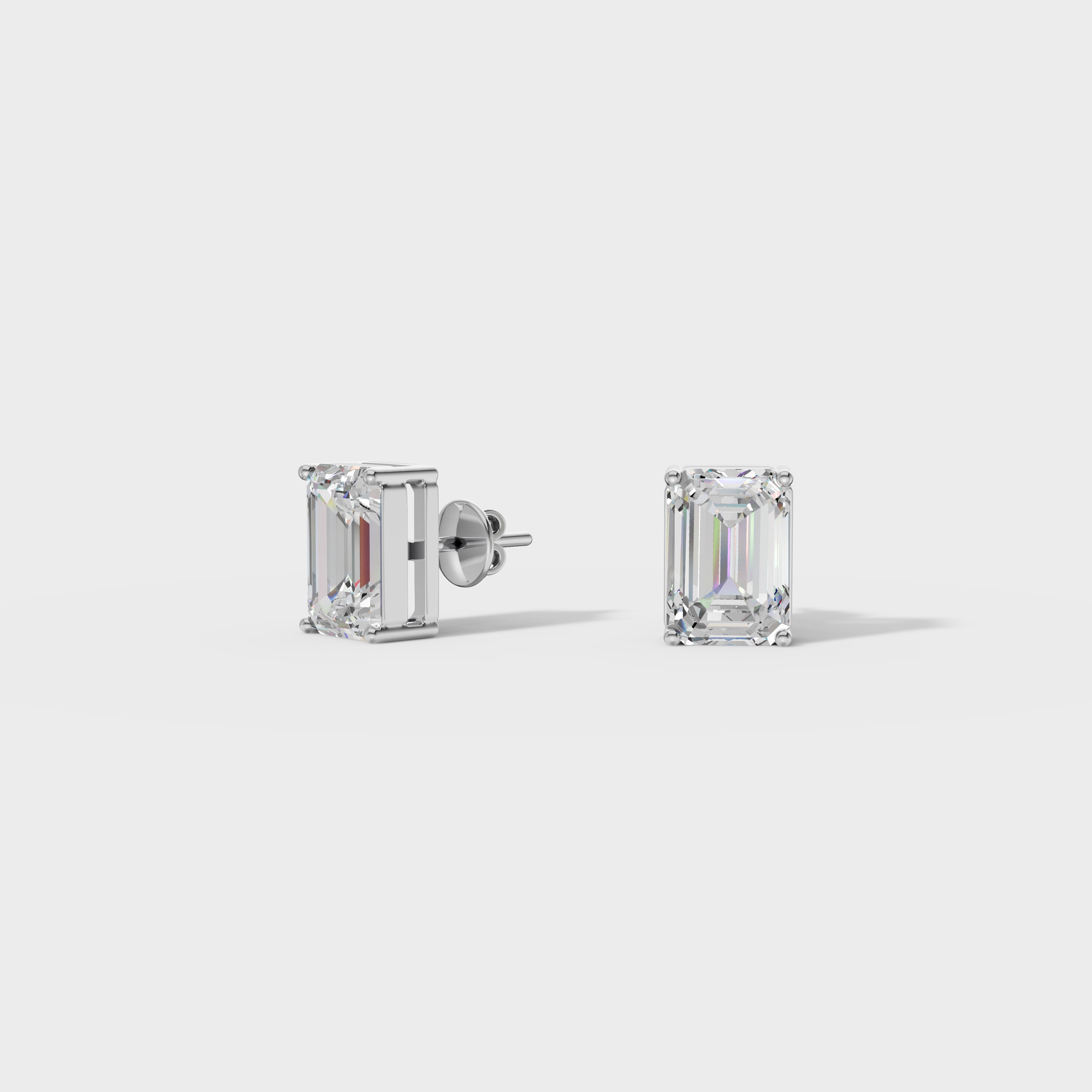 Emerald Cut Diamond Stud Earrings