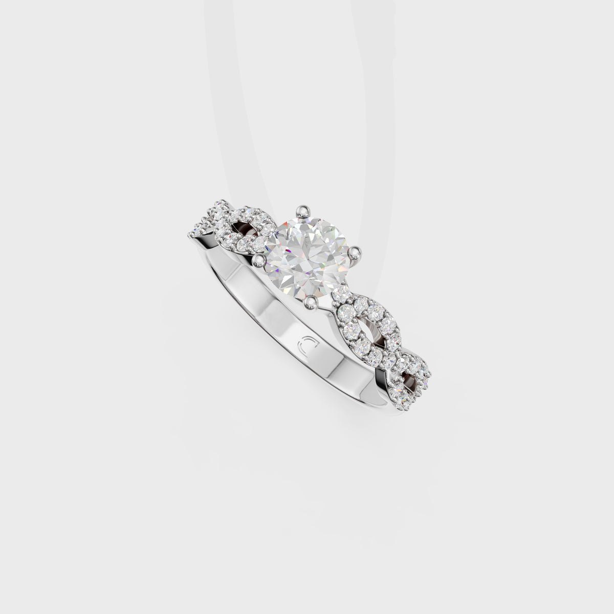 0.45 Round Cut Diamond Pave Twist Engagement Ring