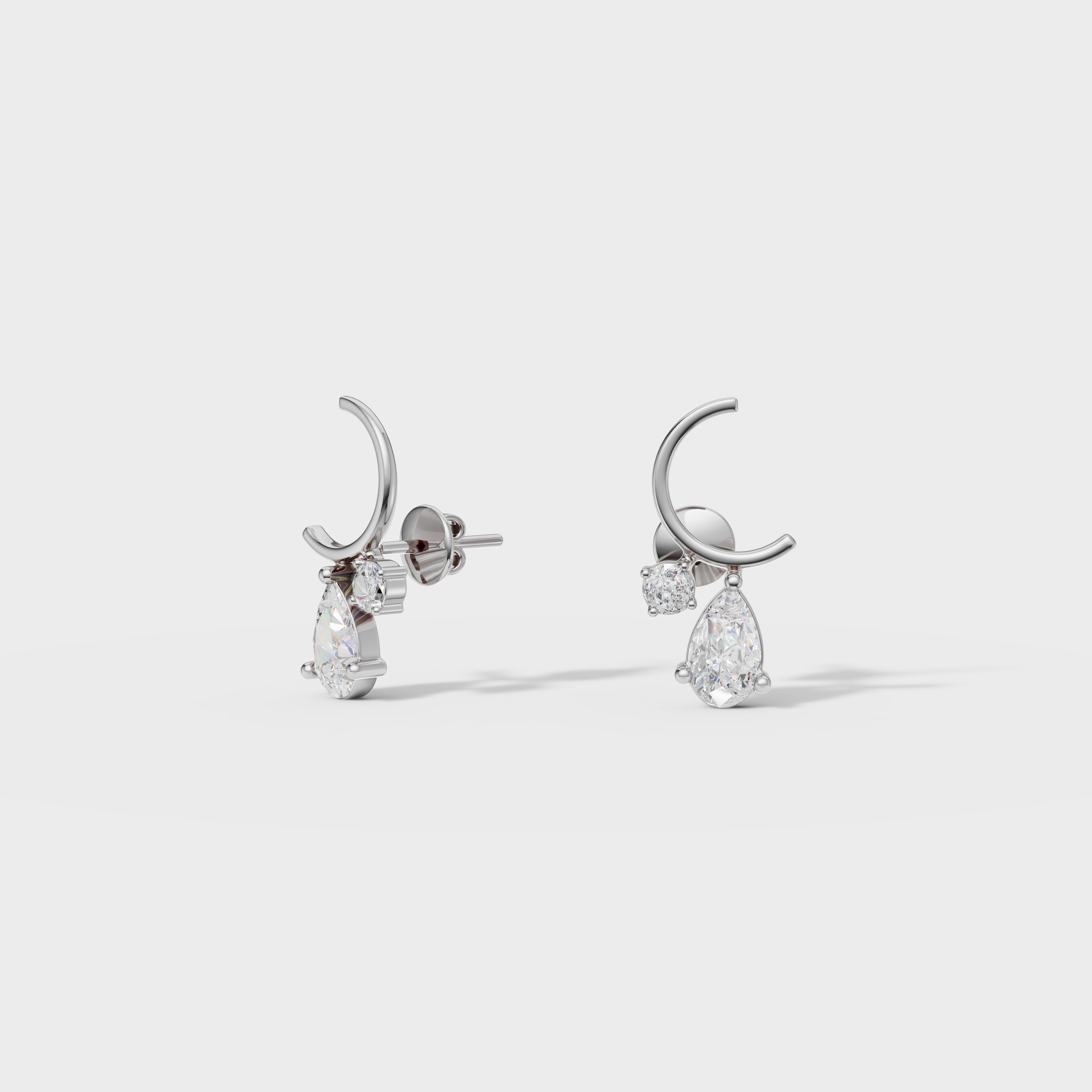 Diamond Dangle Stud Earrings