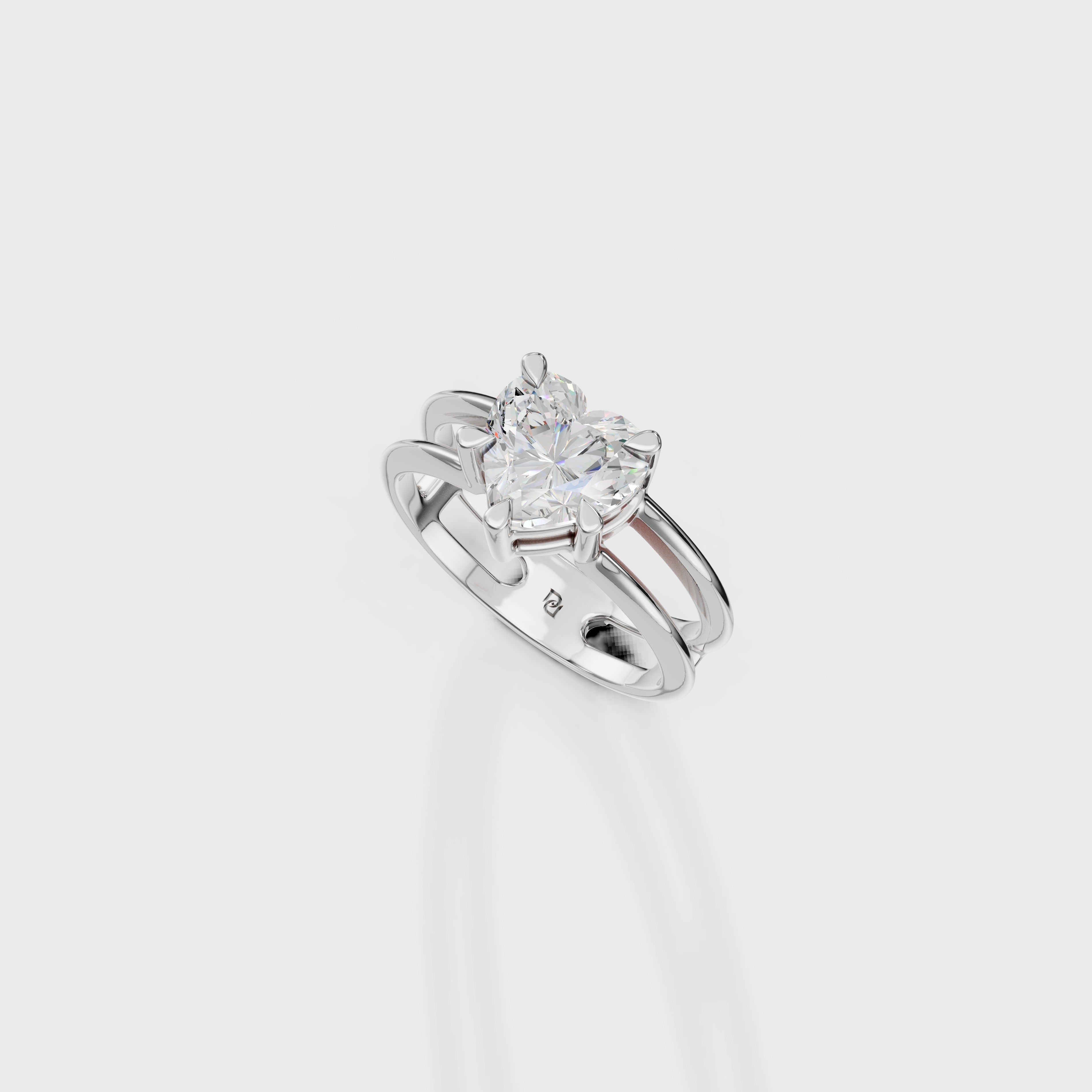 Double Row Heart Cut Diamond Ring