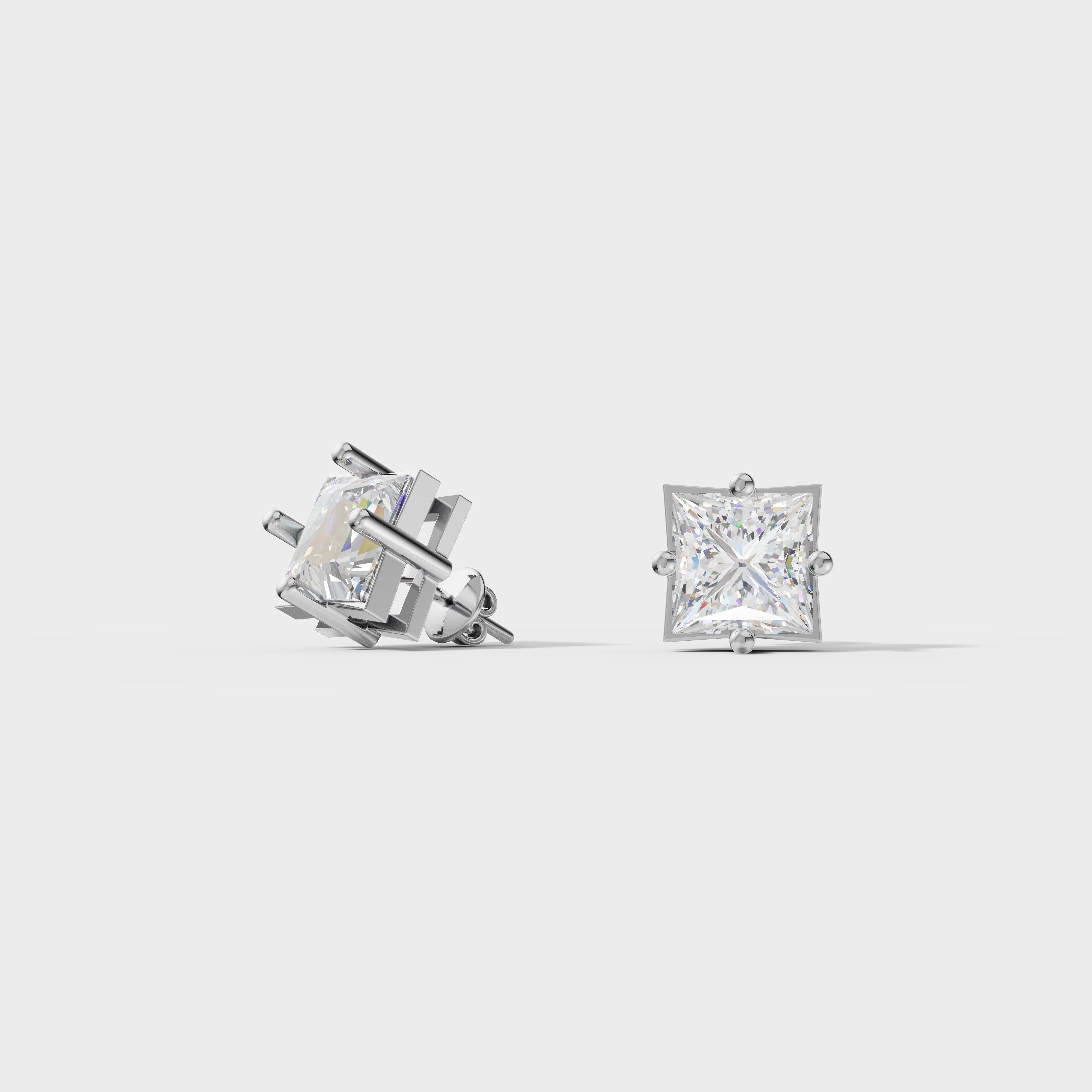 Princess Cut Diamond Stud Earrings