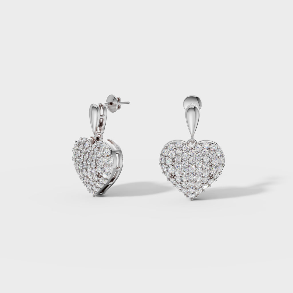 Diamond Heart Drop Earrings