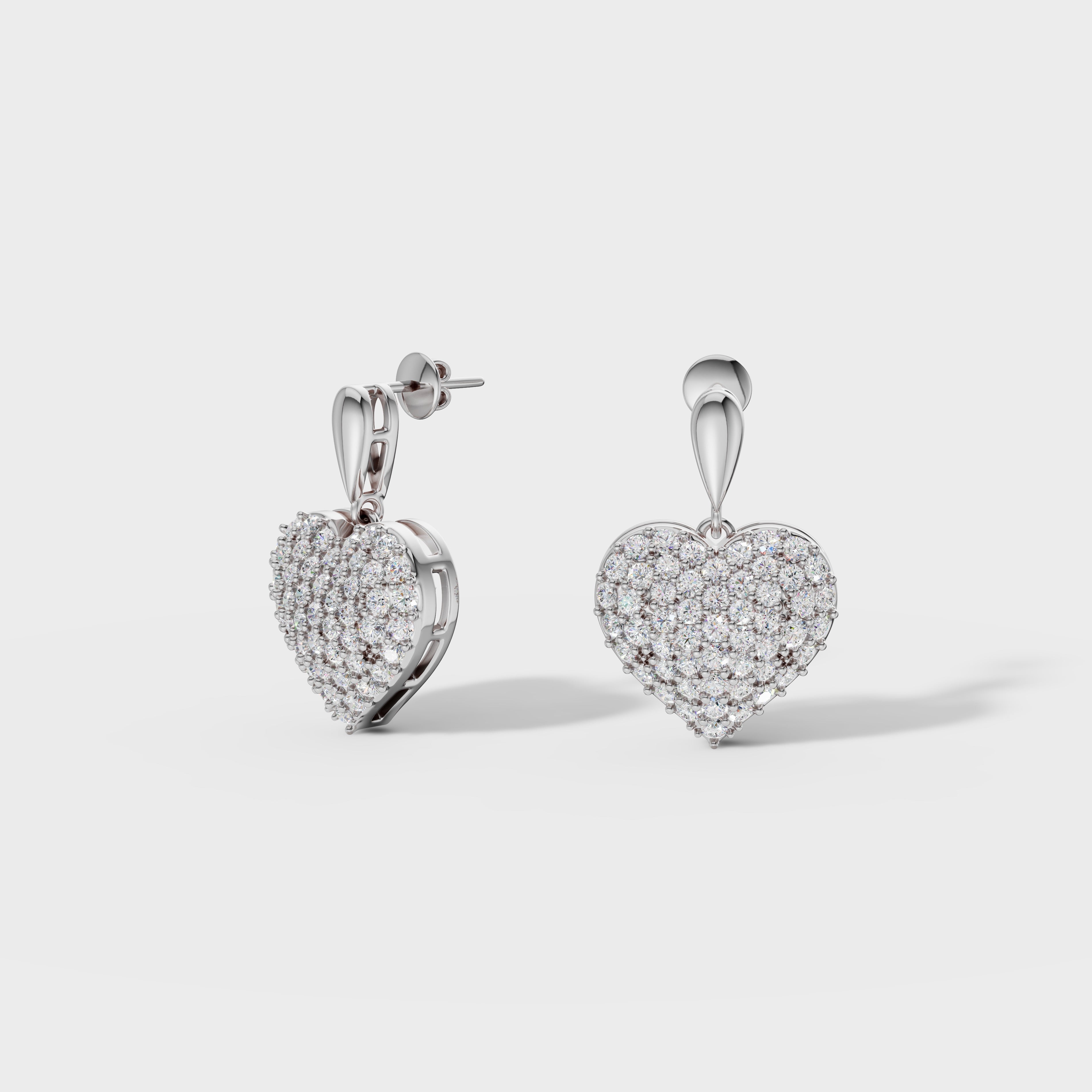 Diamond Heart Drop Earrings