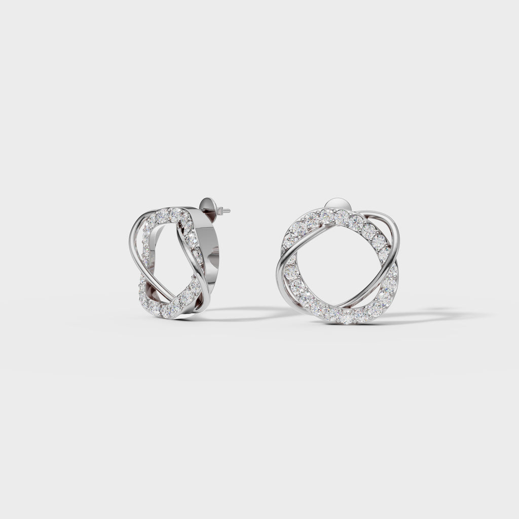 Pave Diamond Knot Stud Earrings
