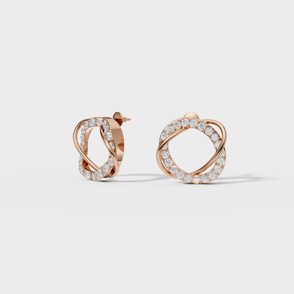 Pave Diamond Knot Stud Earrings