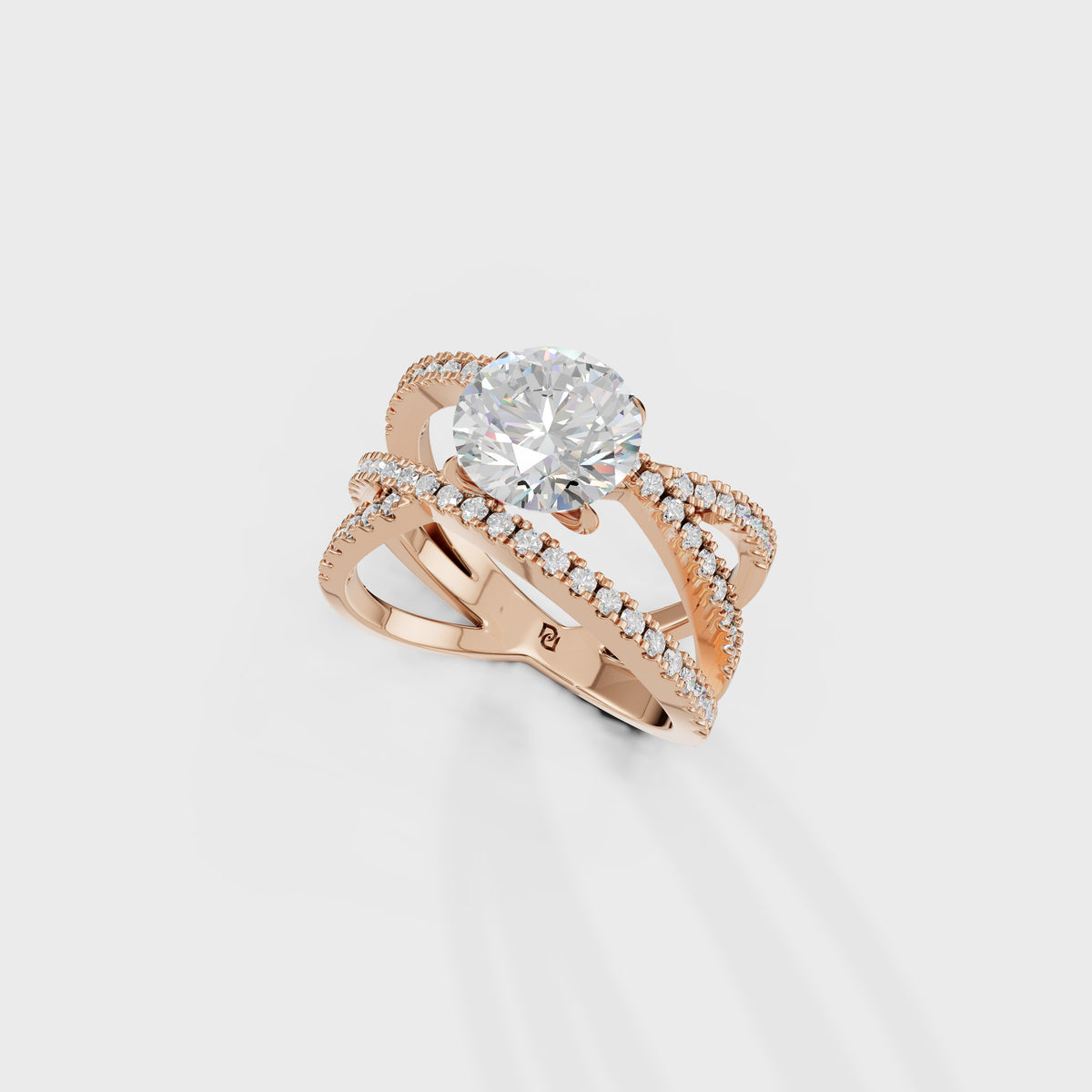 2ct Round Criss Cross Engagement Ring