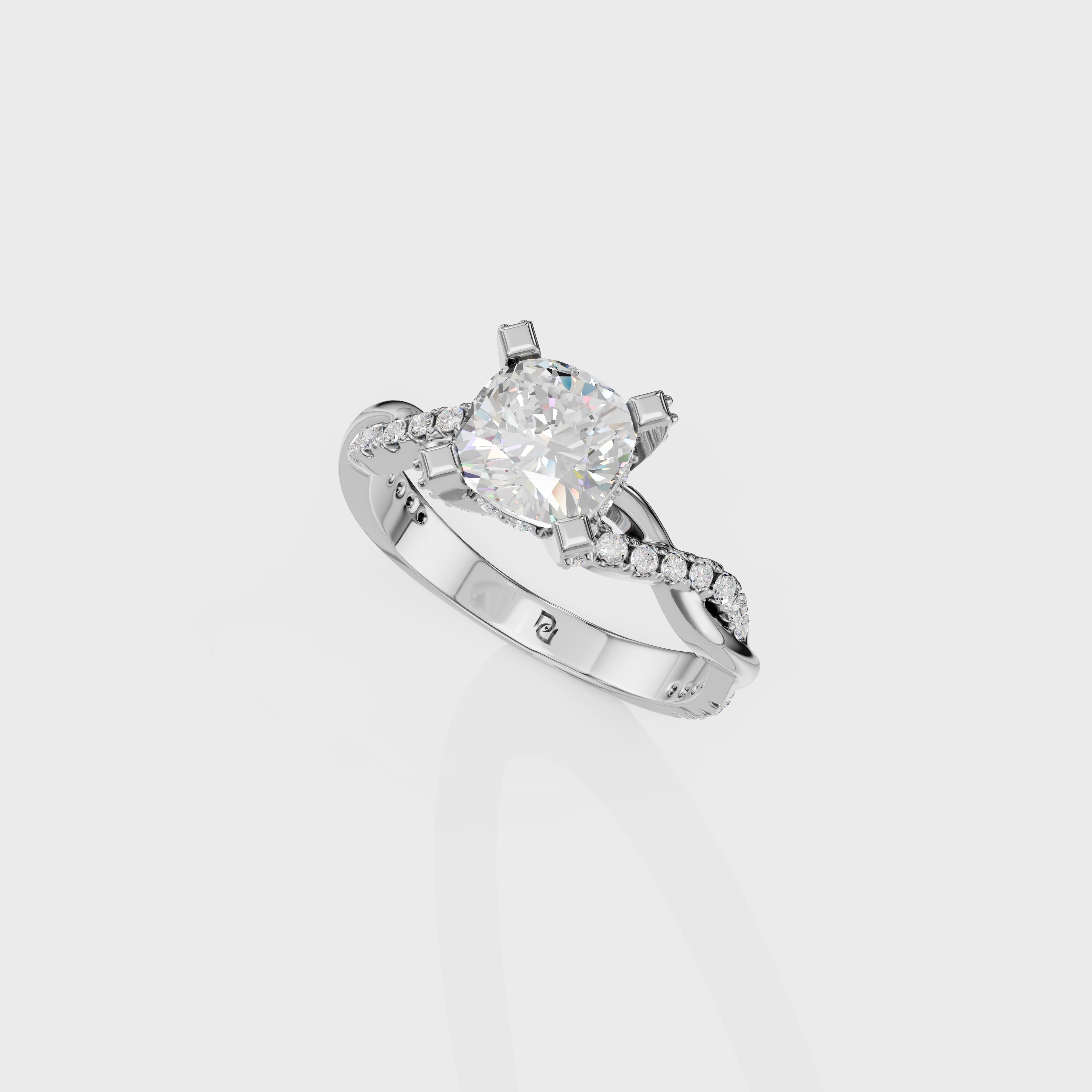 Kelly Cushion Cut Twist Engagement Ring