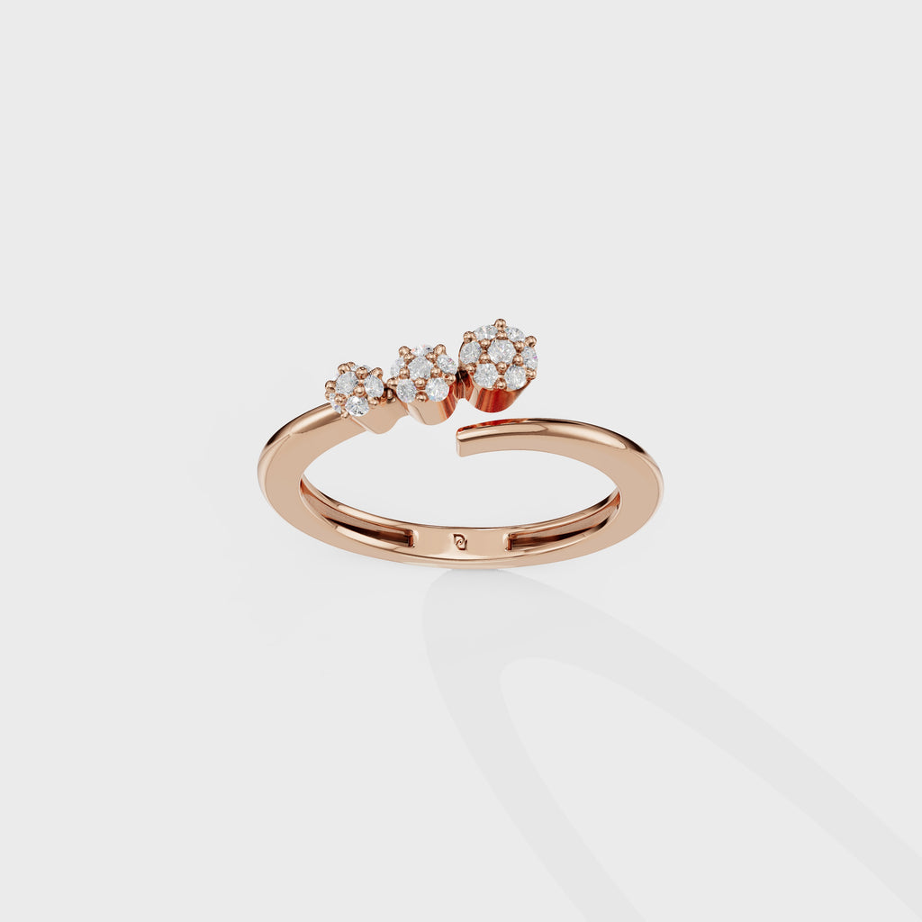 Modern Diamond Cluster Open Ring