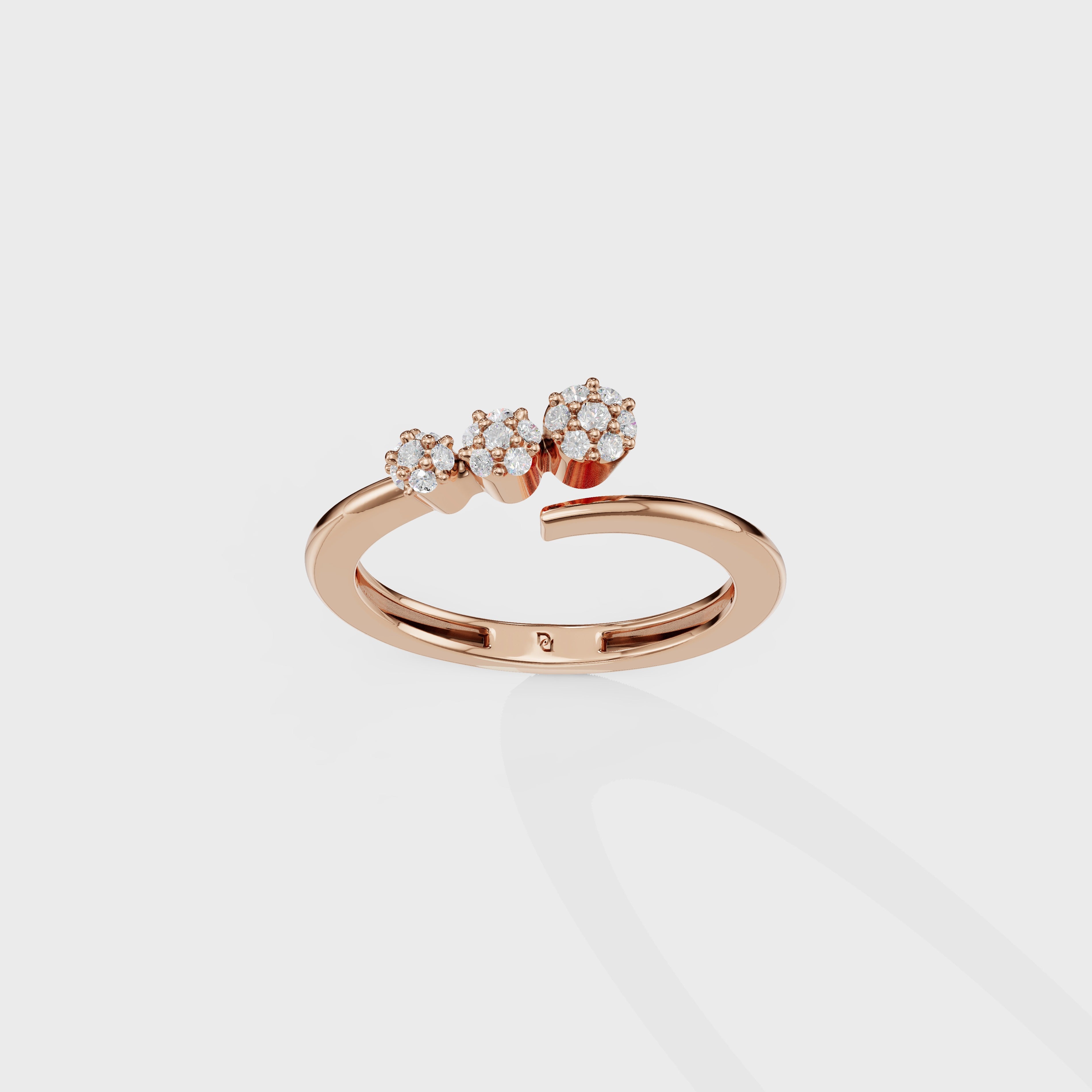 Modern Diamond Cluster Open Ring