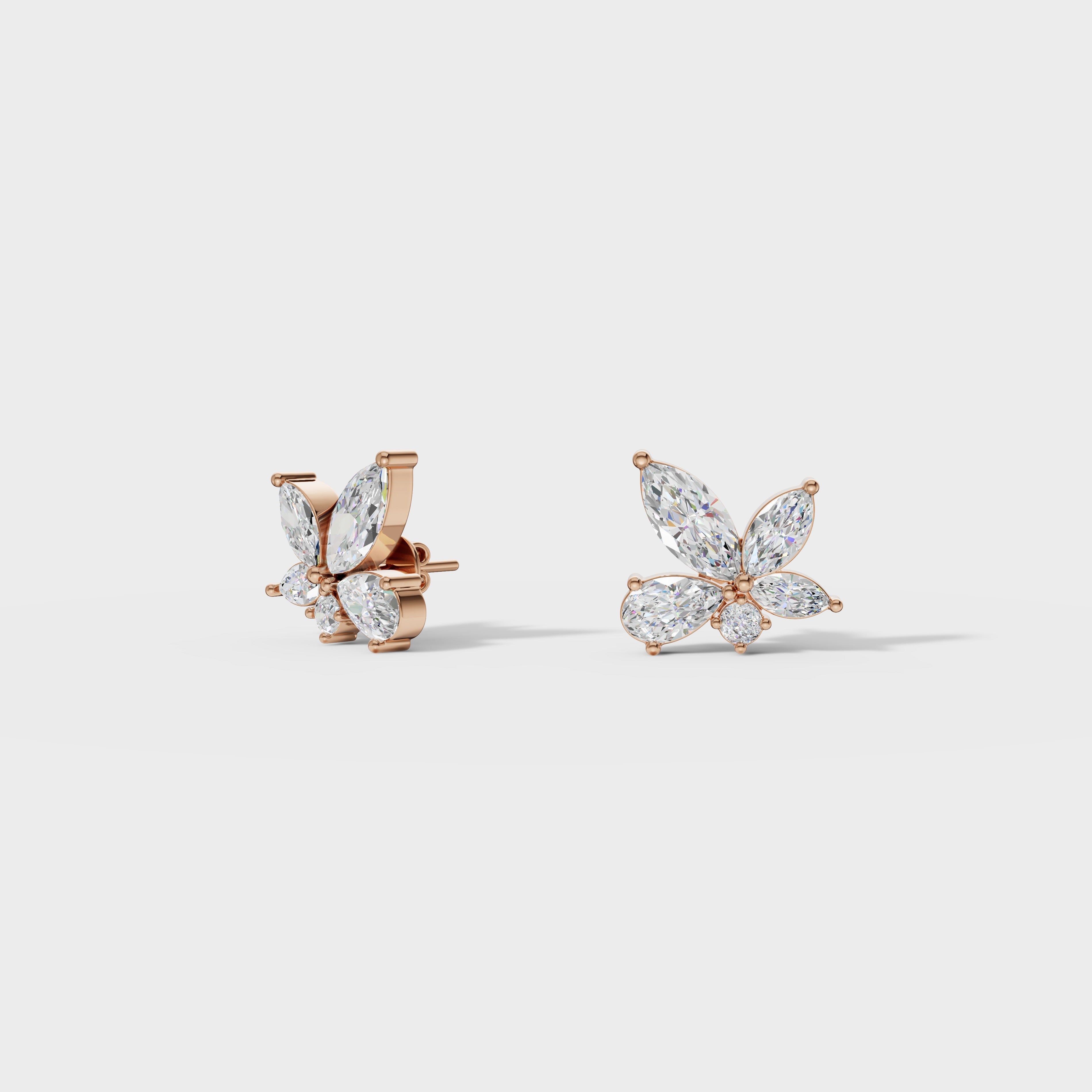 Marquise & Pear Diamond Cluster Earrings