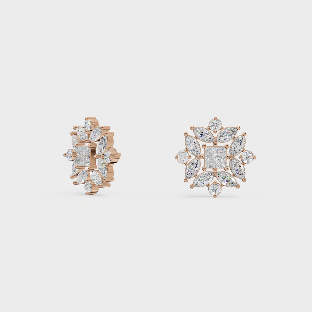 Floral Diamond Stud Earrings