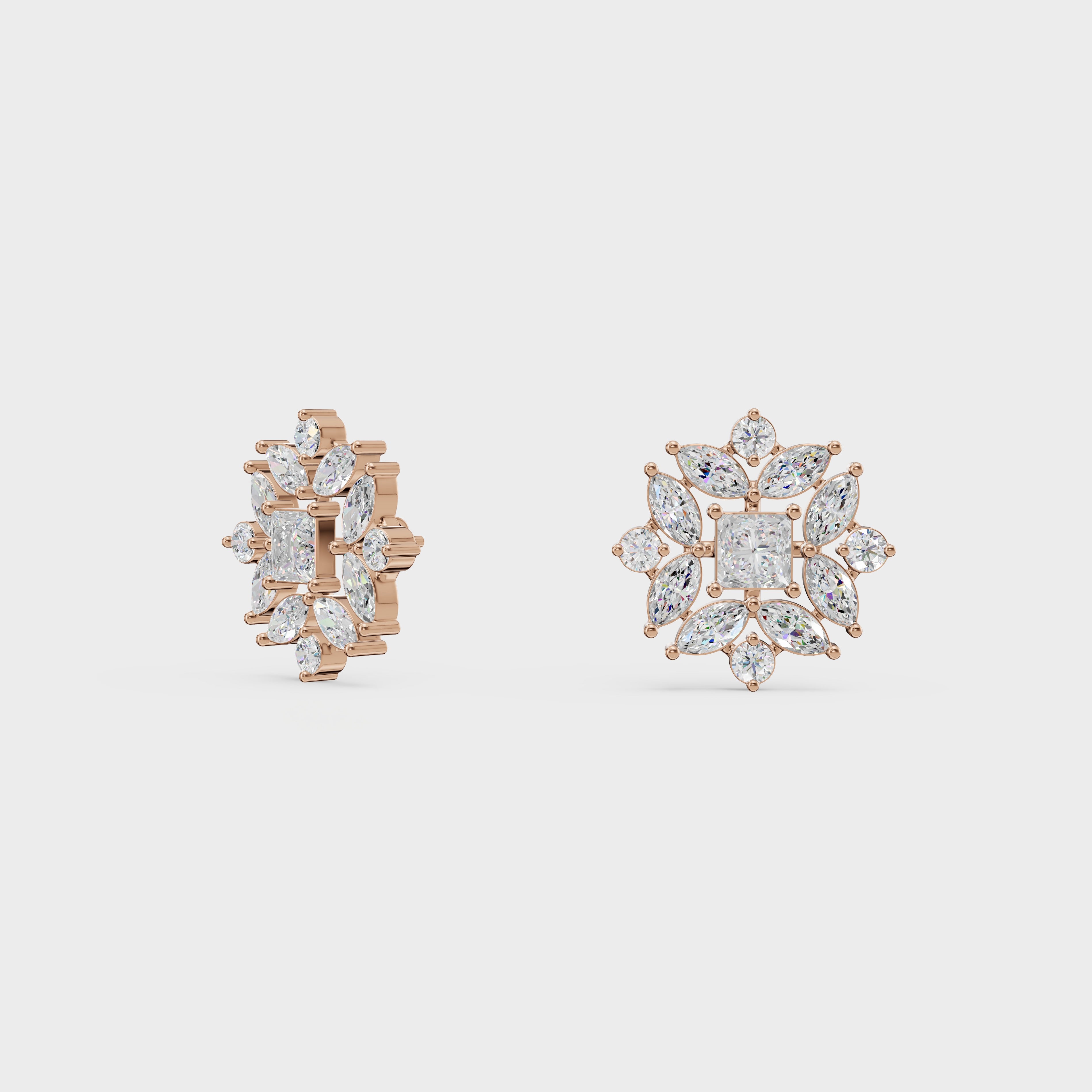 Floral Diamond Stud Earrings