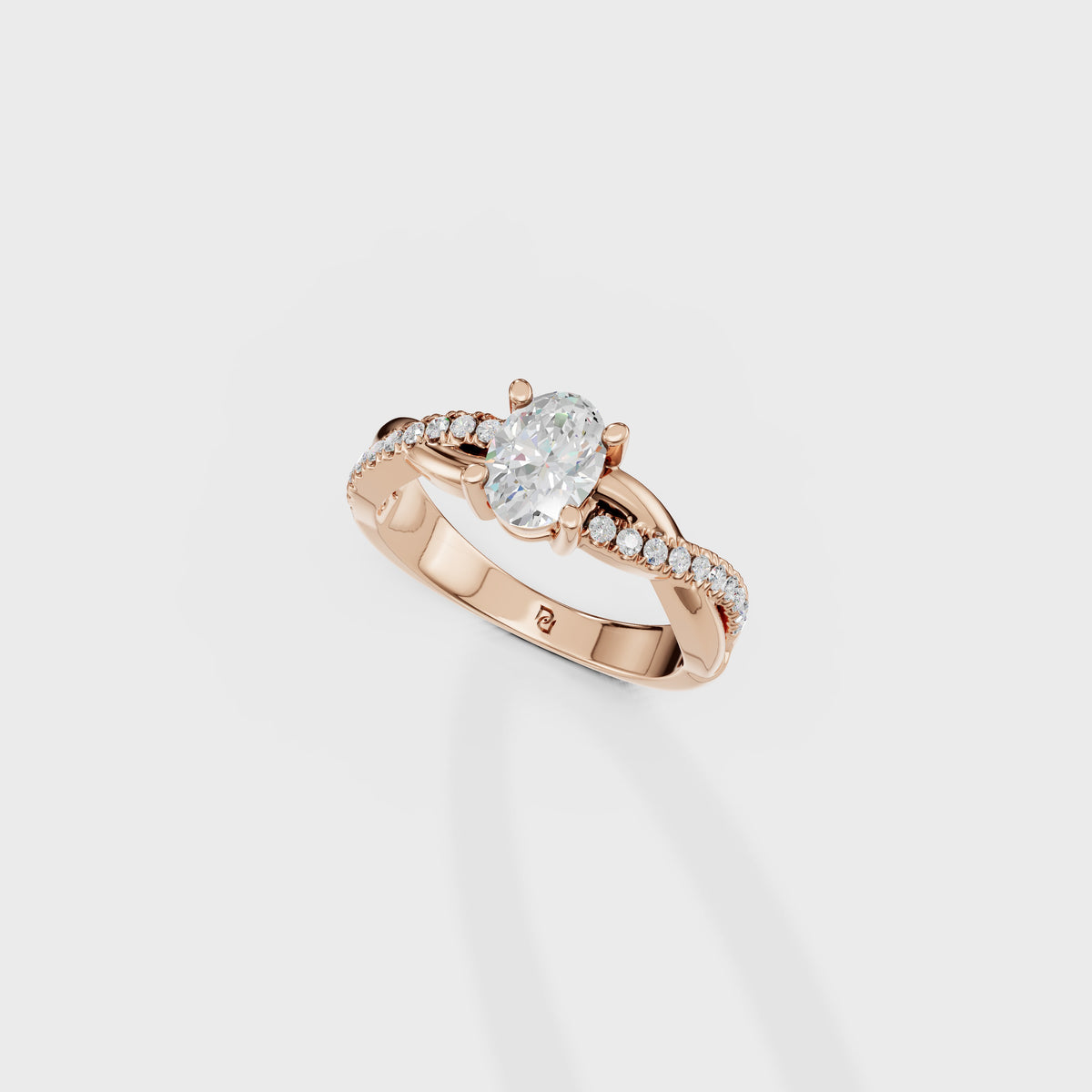 0.75ct Oval Cut Round Twisted Shank Ring