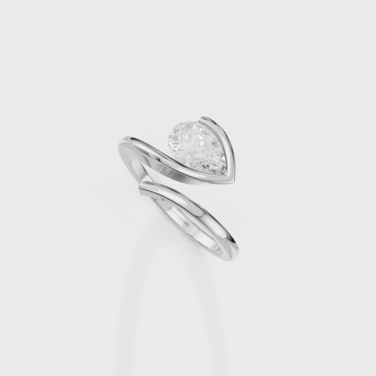 1ct Pear Cut Diamond Curved Bypass Ring