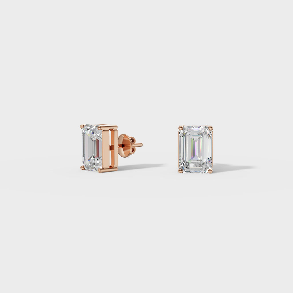 Emerald Cut Diamond Stud Earrings