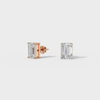 Emerald Cut Diamond Stud Earrings