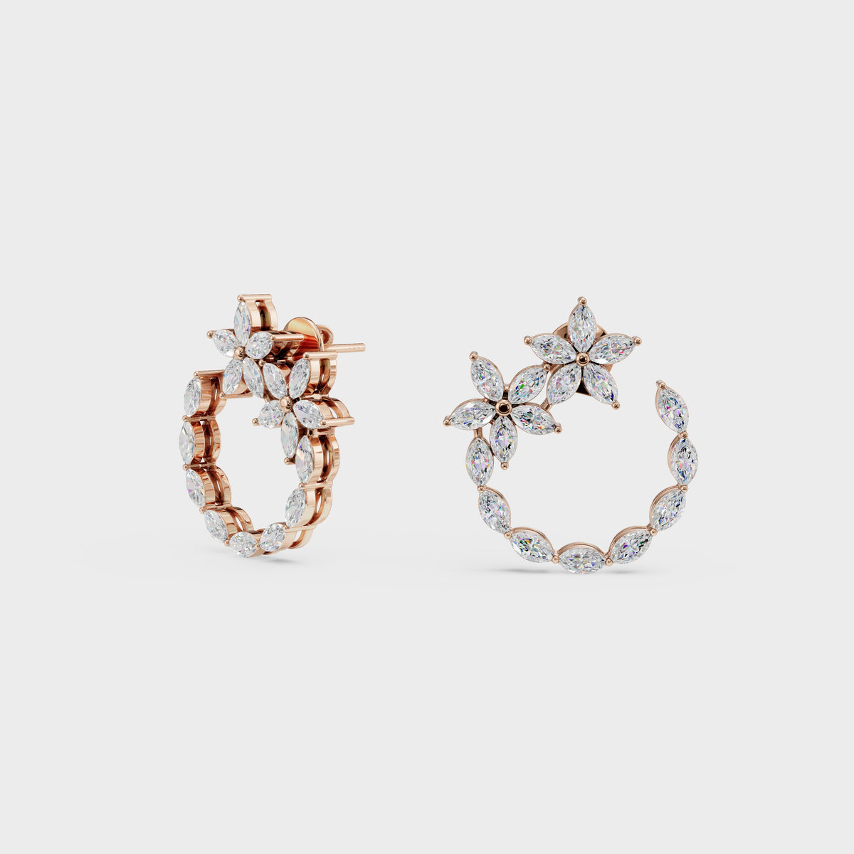 Celestial Blossom Open Circle Marquise Cut Earrings