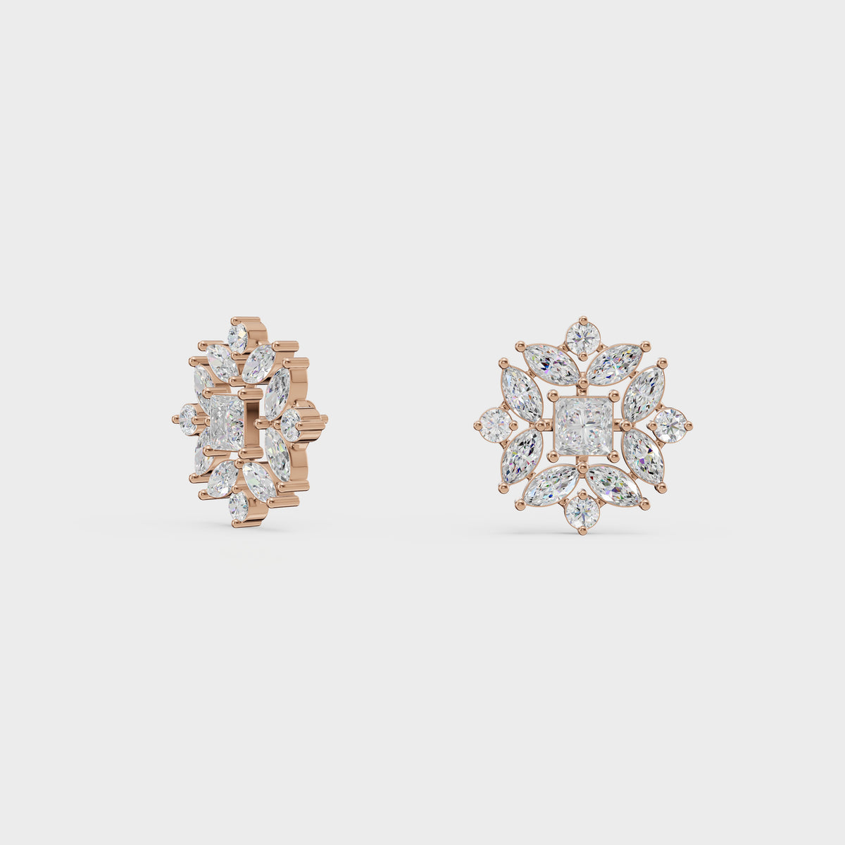 Floral Diamond Stud Earrings
