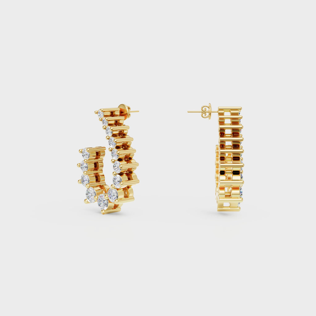 Diamond Arc Stud Earrings