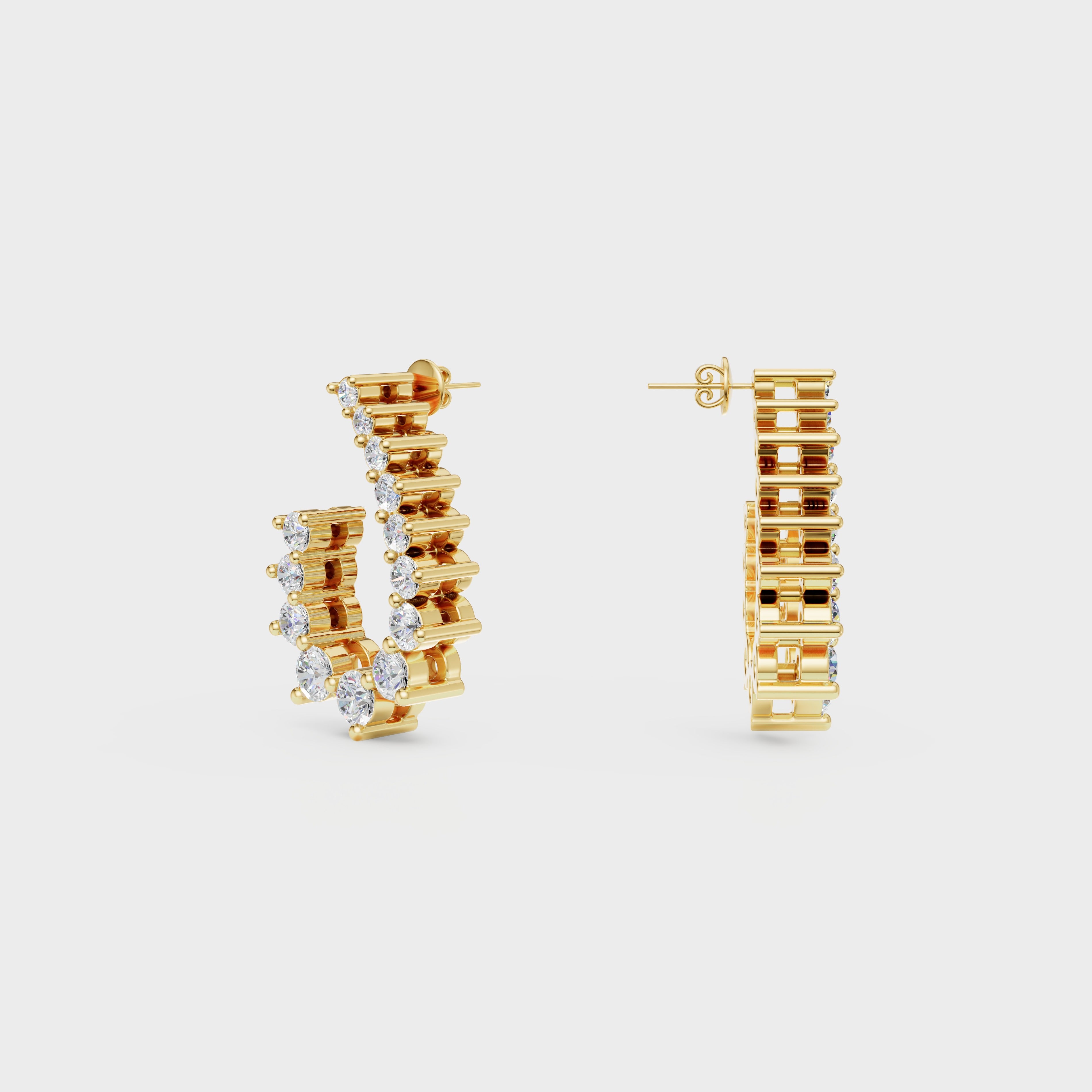 Diamond Arc Stud Earrings