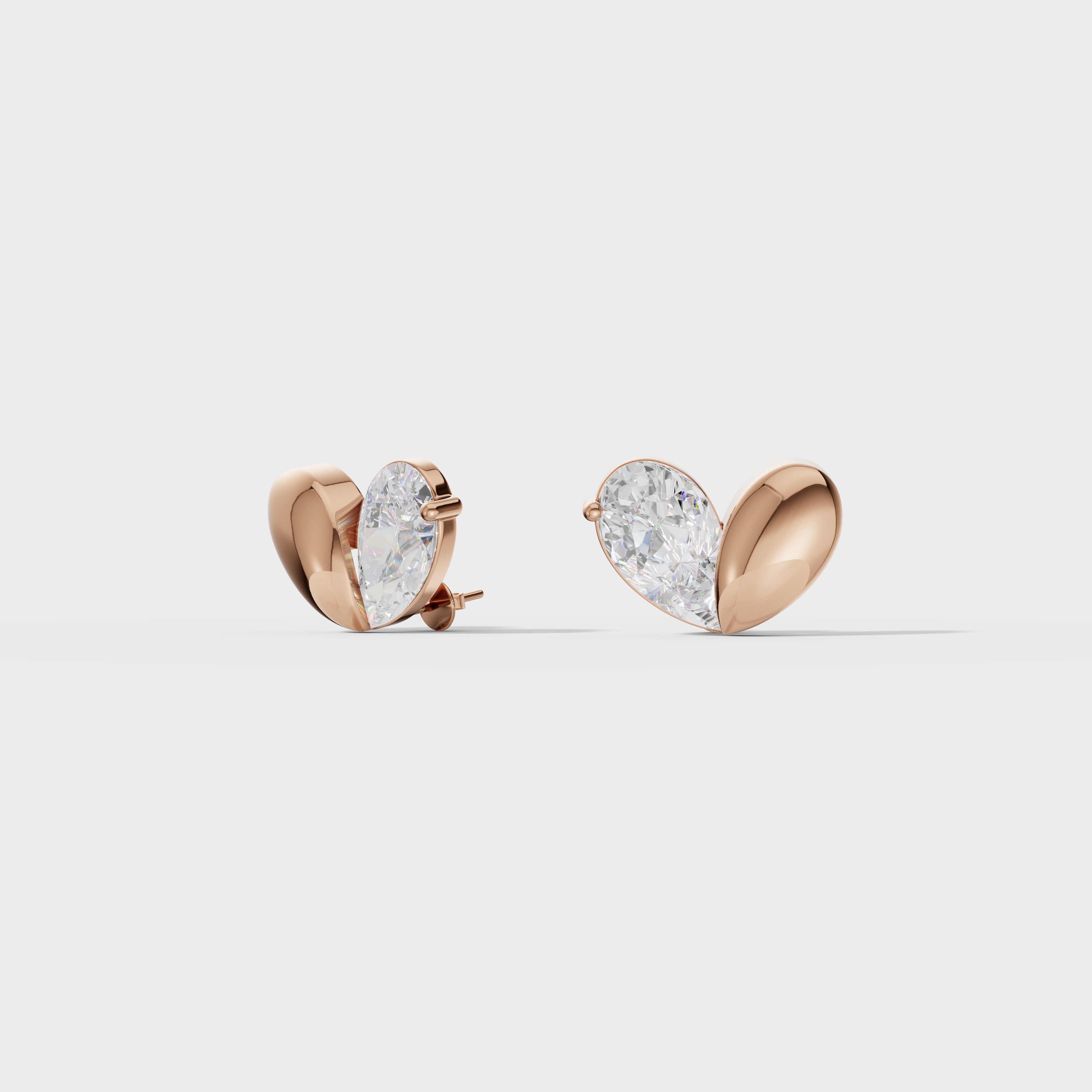 Heart Shaped Diamond Stud Earrings
