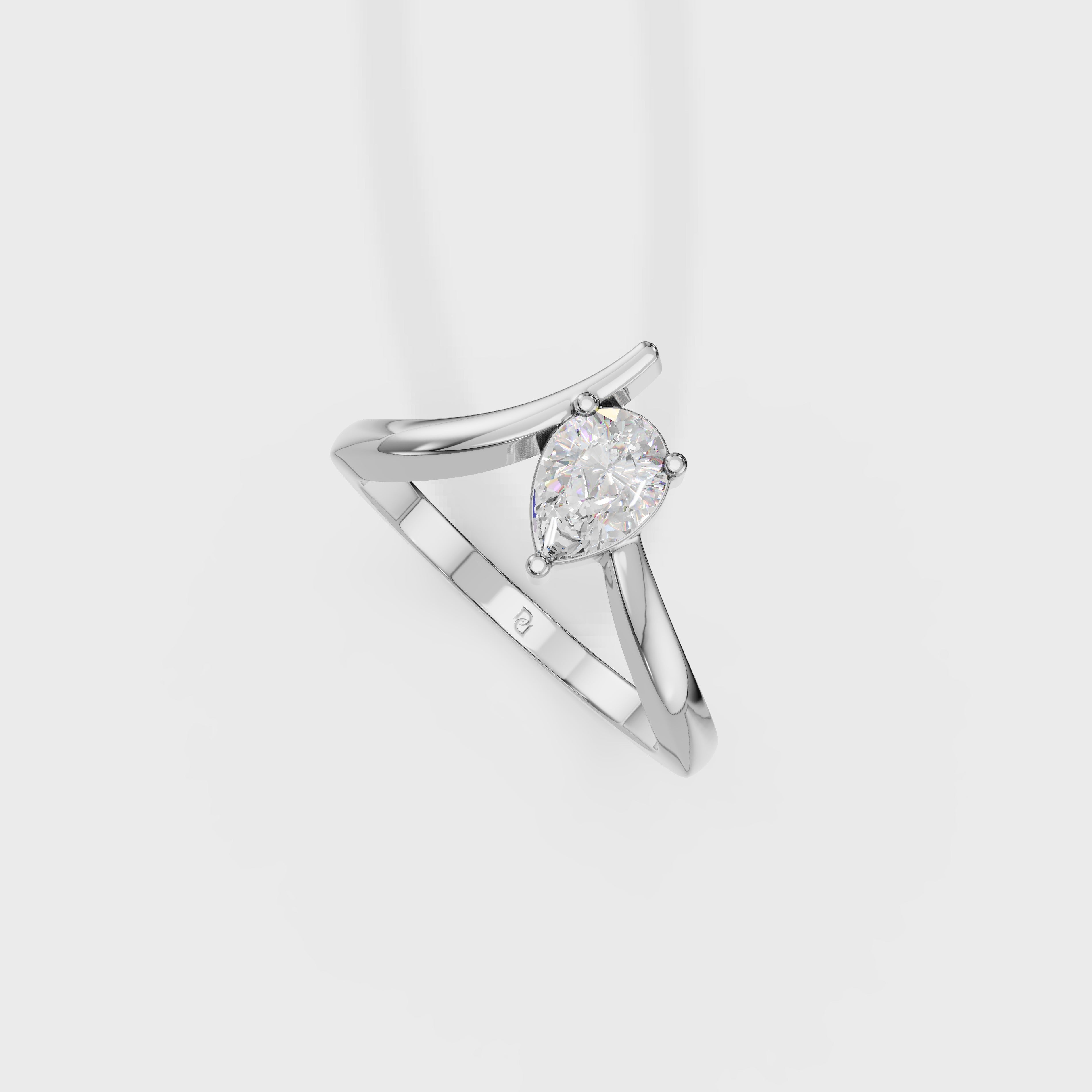 Pear Diamond V-Setting Solitaire Ring