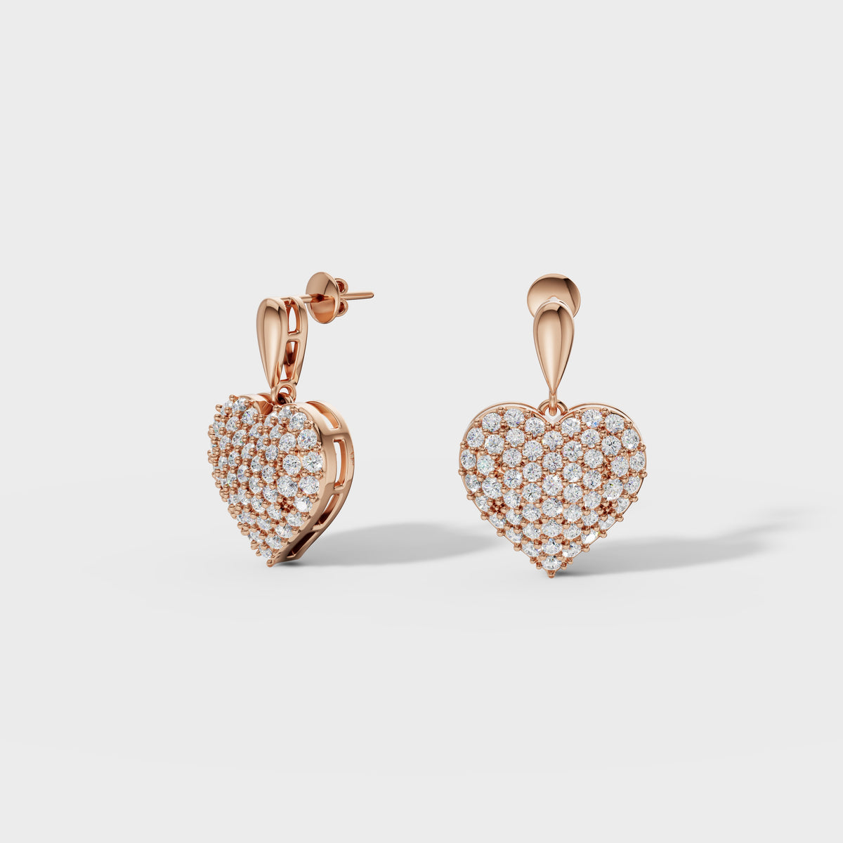 Diamond Heart Drop Earrings