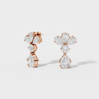 Pear & Round Diamond Drop Cluster Earrings