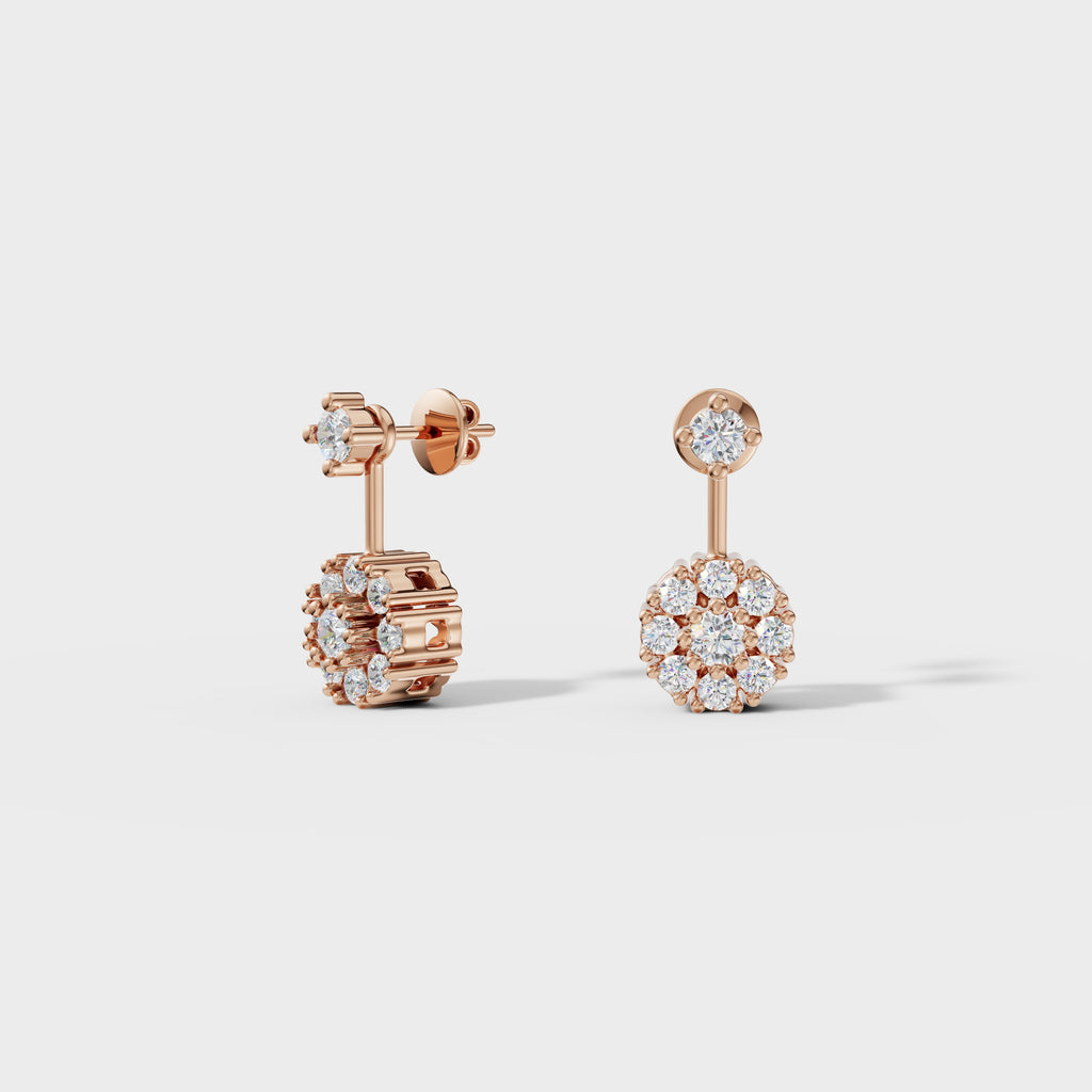 Round Cut Petal Cluster Stud Earrings