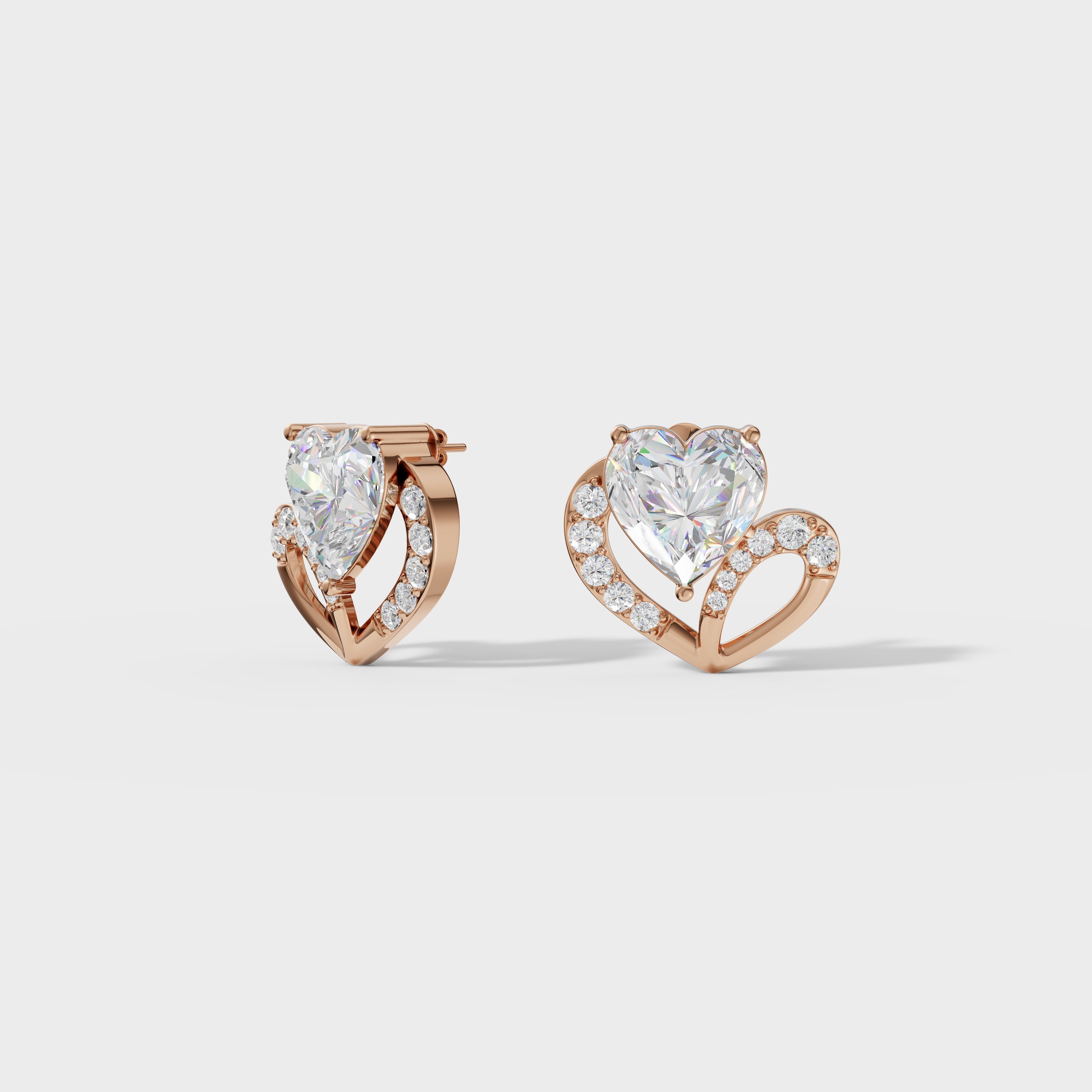 Love's Embrace Diamond Heart Stud Earrings