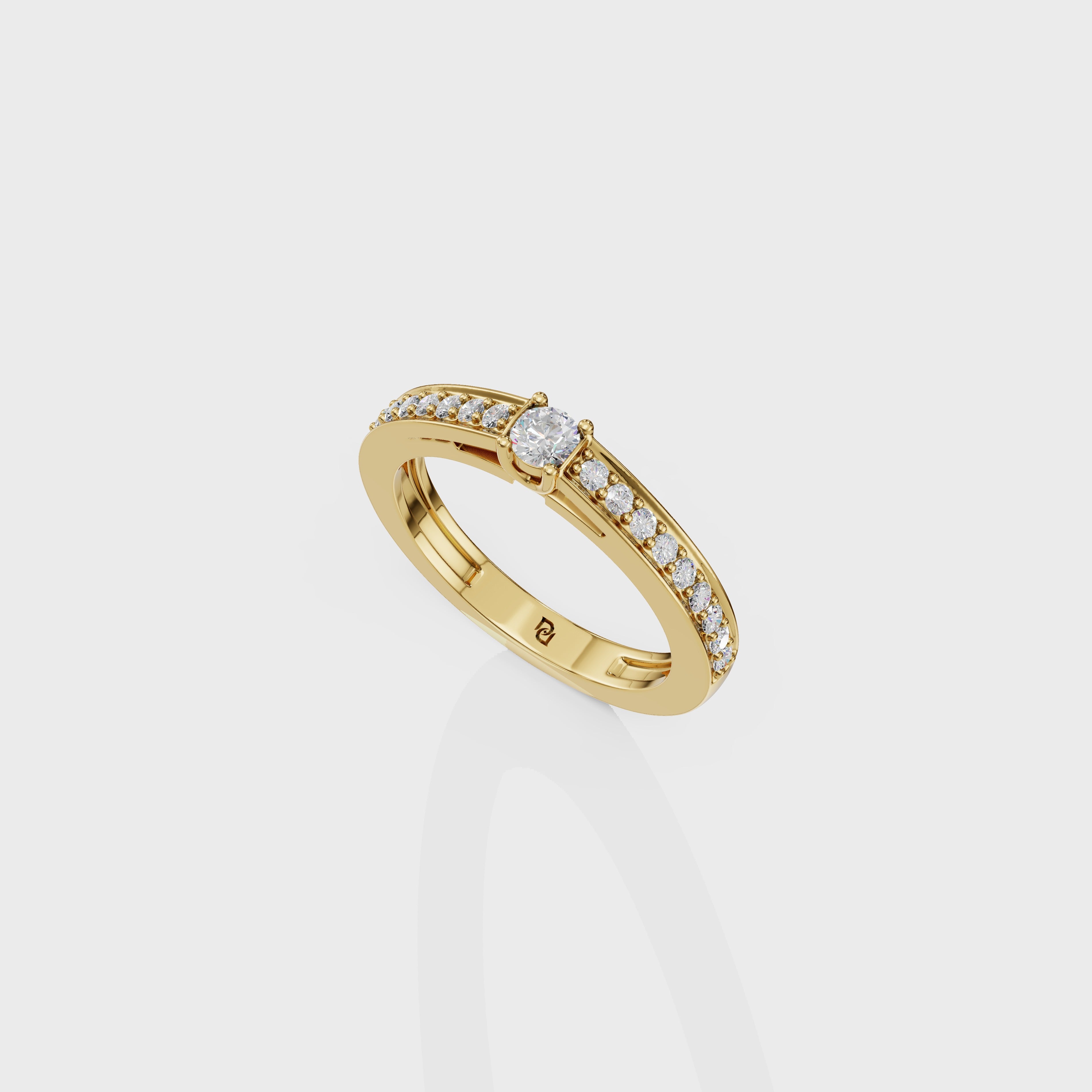 Round Cut  Ring with Channel Set Band