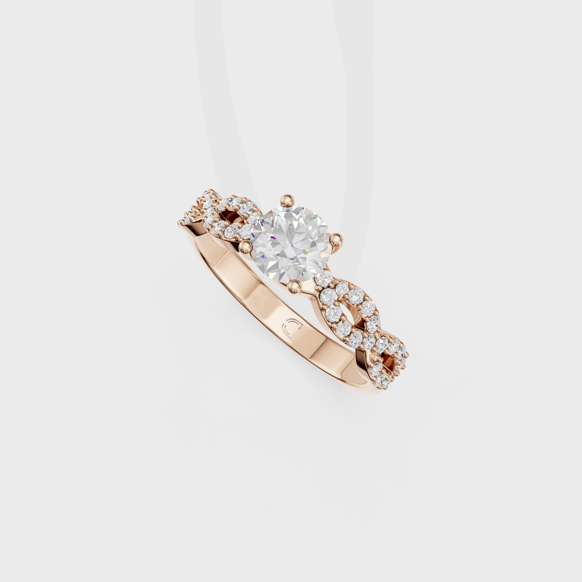 0.45 Round Cut Diamond Pave Twist Engagement Ring