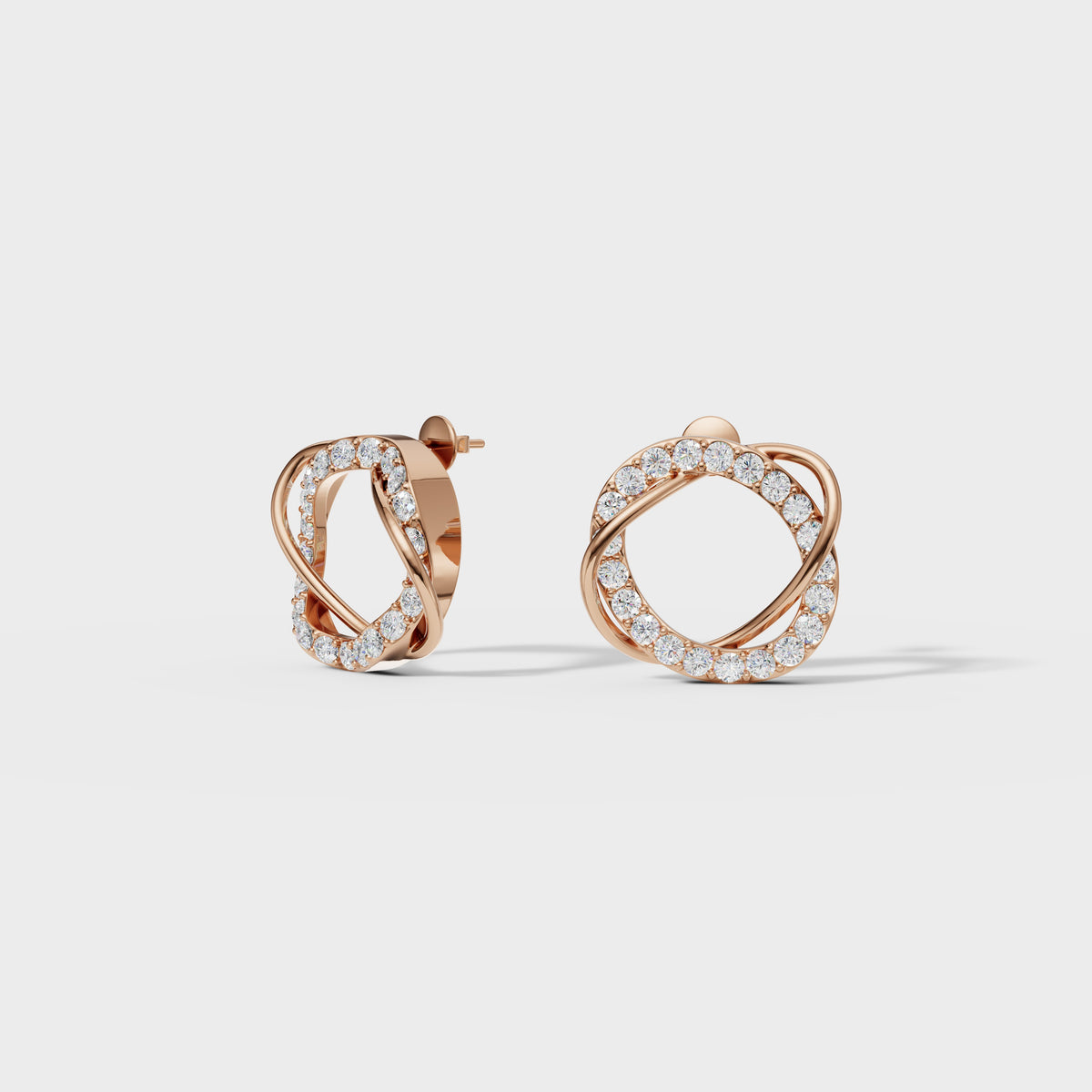 Pave Diamond Knot Stud Earrings