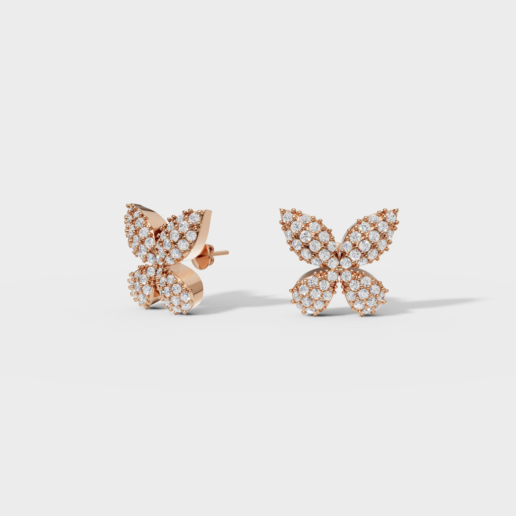 Diamond Pave Butterfly Stud Earrings